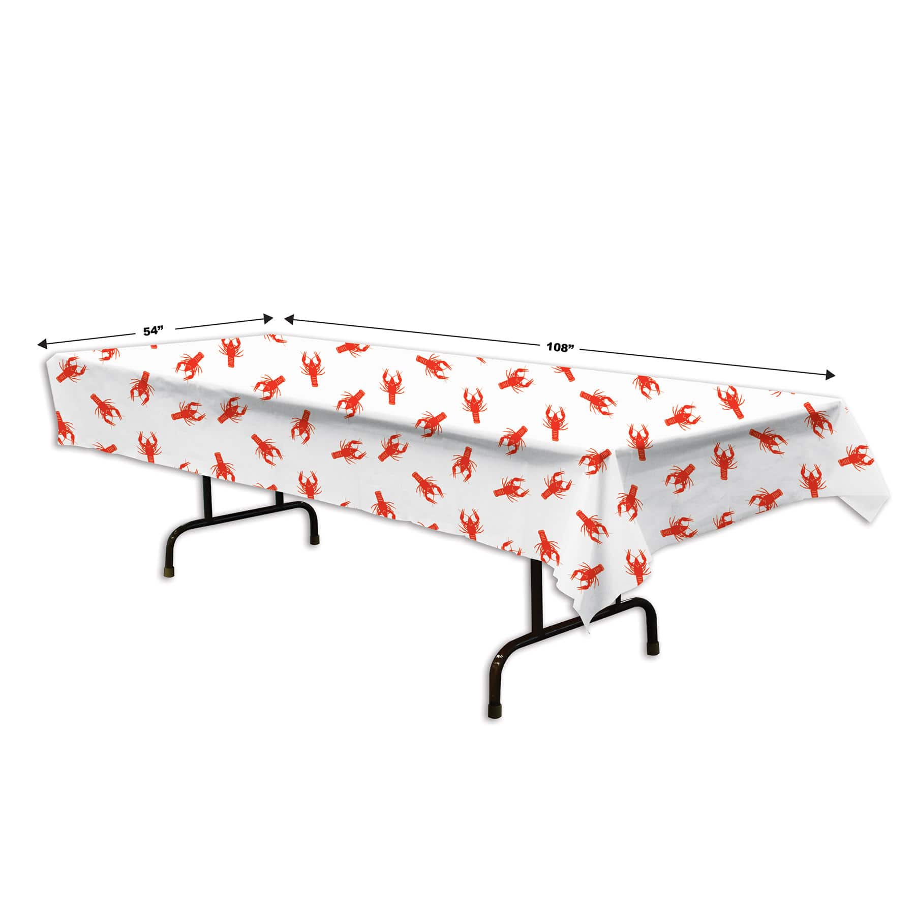 Beistle 54" x 108" Red & White Crawfish Plastic Table Cover