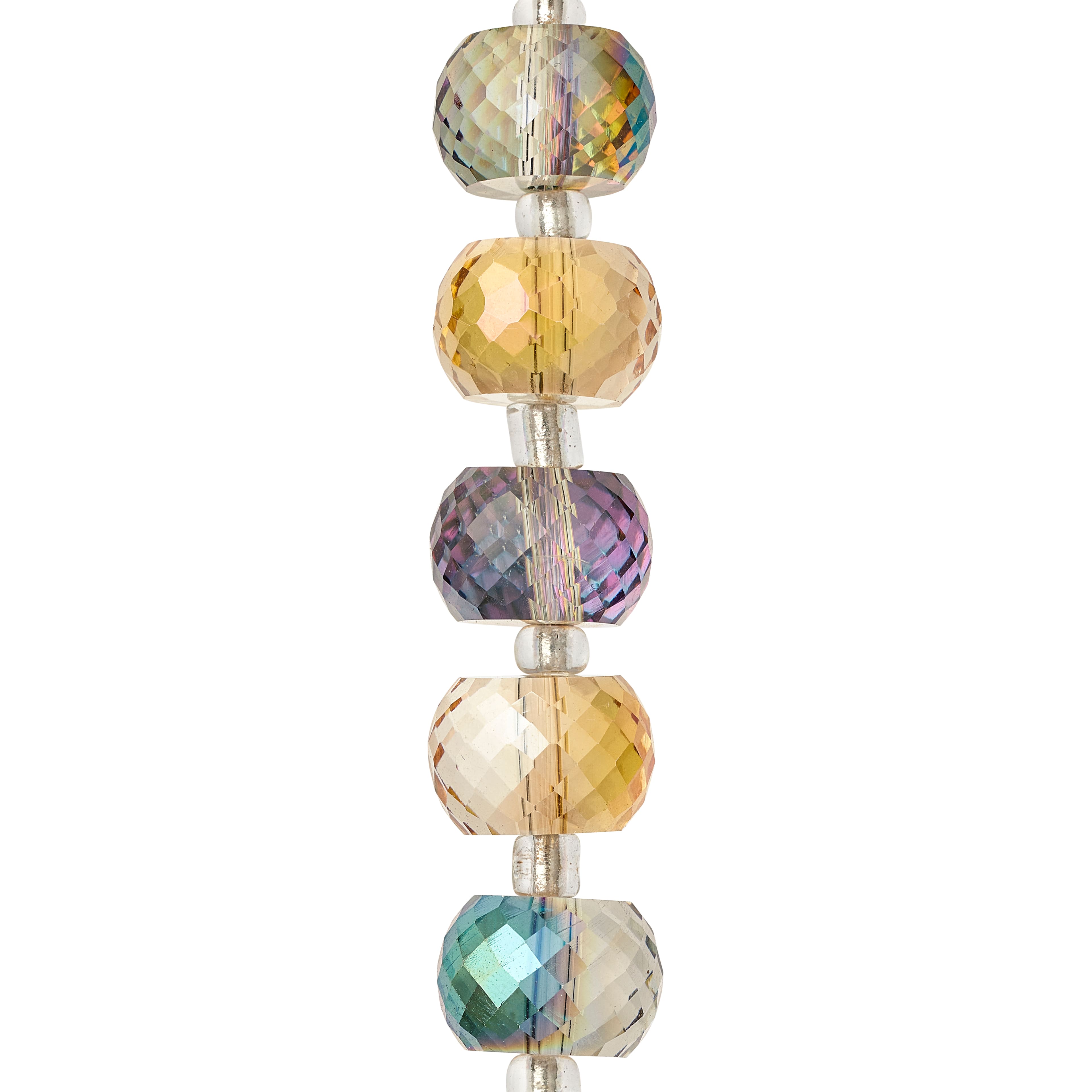 Amber & Blue Rondelle Glass Beads, 11mm by Bead Landing™