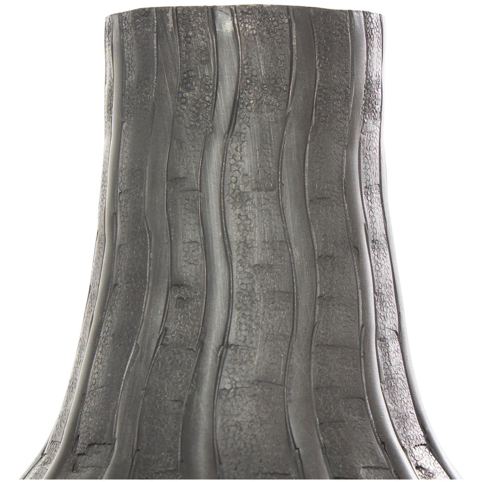 16" Black Metal Snakeskin Inspired Vase with Dimensional Wavy Accents