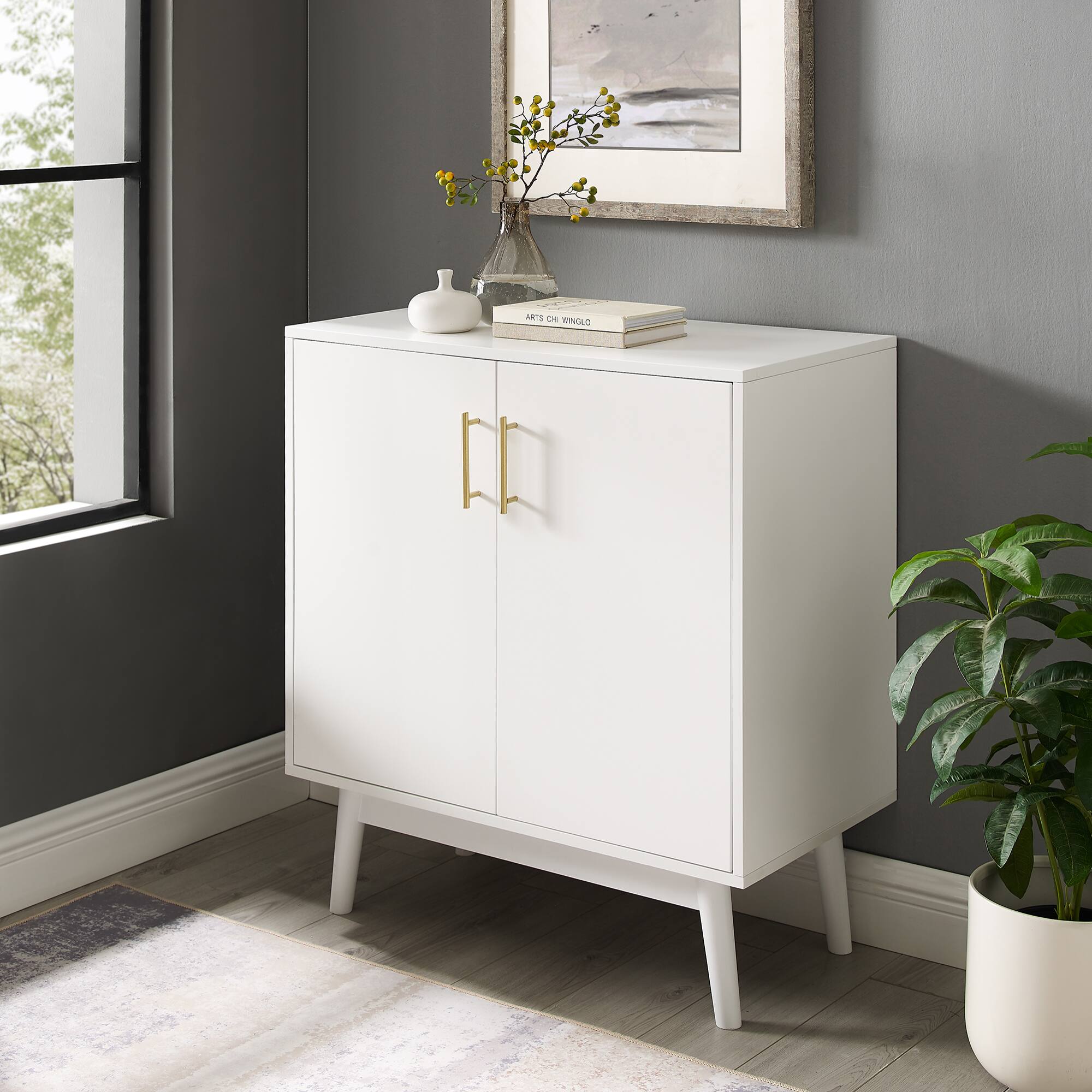 Walker Edison White Mid-Century Modern Accent Cabinet