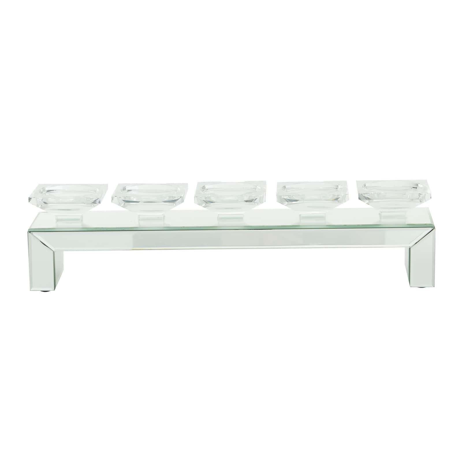 20" Clear Wood Glam Candlestick Holder