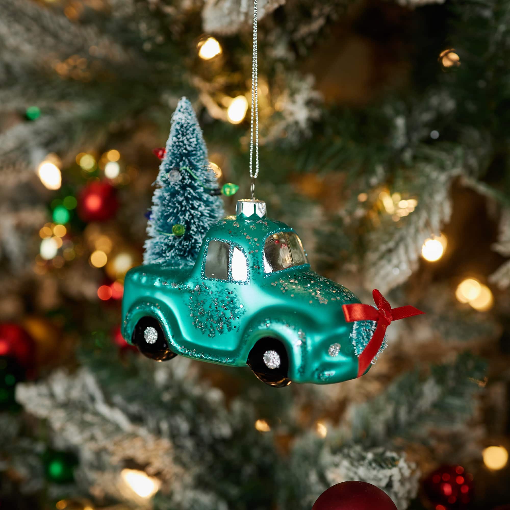 Melrose 4.5" Truck & Tree Glass Ornaments, 12ct.
