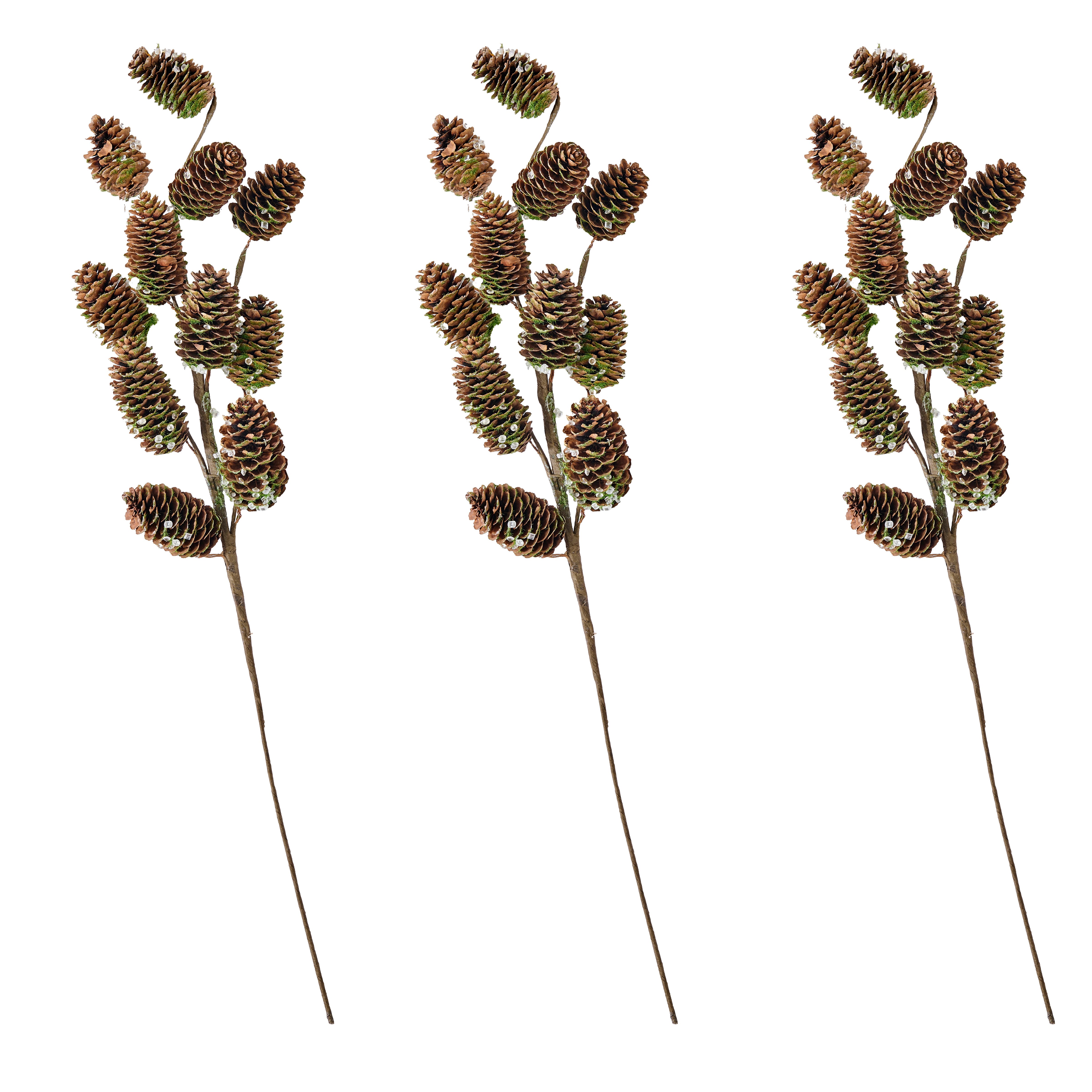 Worth Imports 22" Icy Christmas Spruce Pinecone Sprays, 3ct.