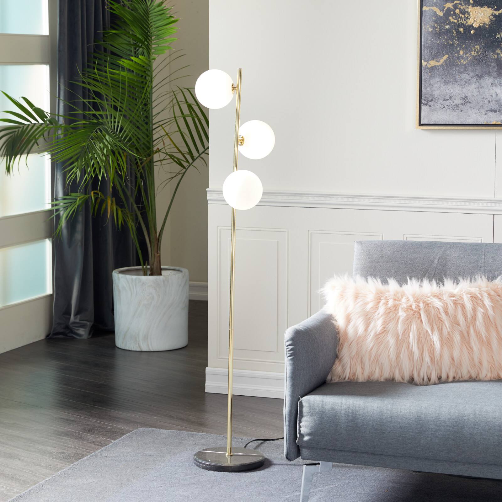 CosmoLiving by Cosmopolitan 55" Gold Metal Modern Floor Lamp