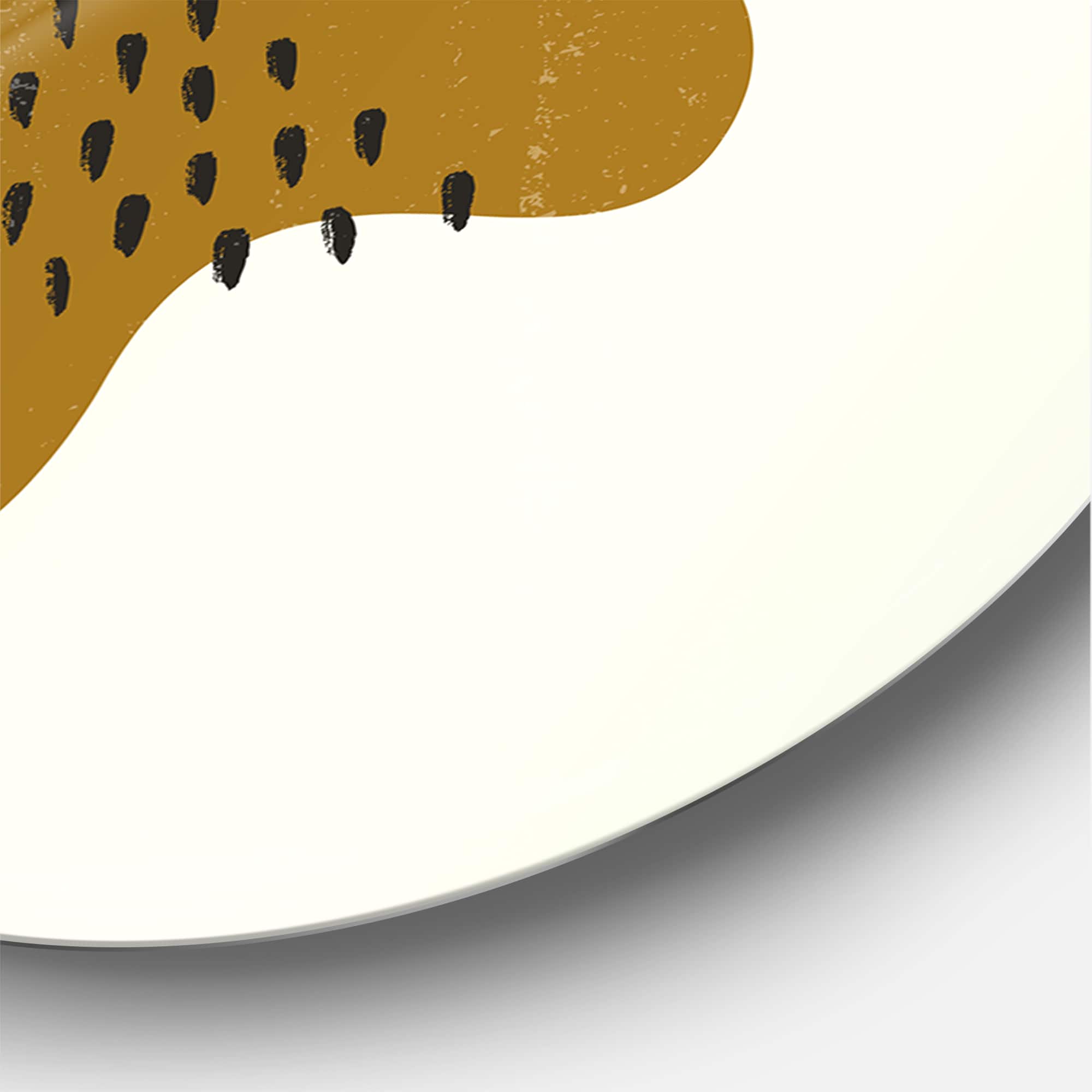 Designart - Botanical Minimalist Leaf With Abstract Shapes II - Modern Metal Circle Wall Art