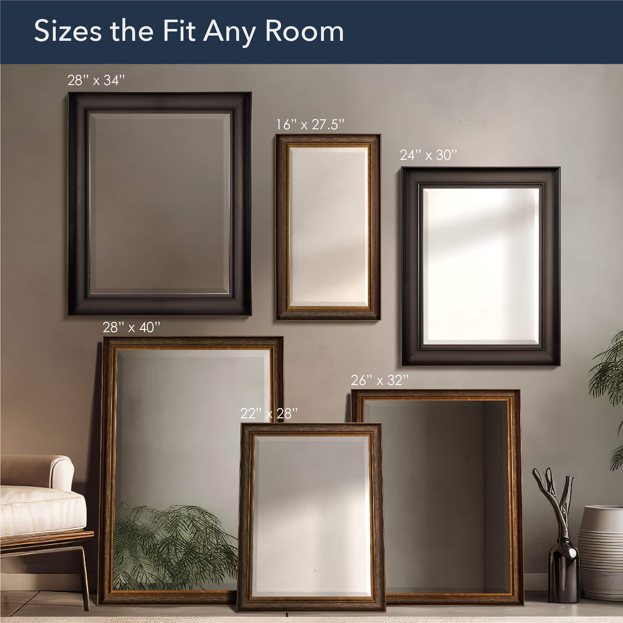 Head West Espresso 28.5" x 34.5" Framed Beveled Accent Vanity Mirror
