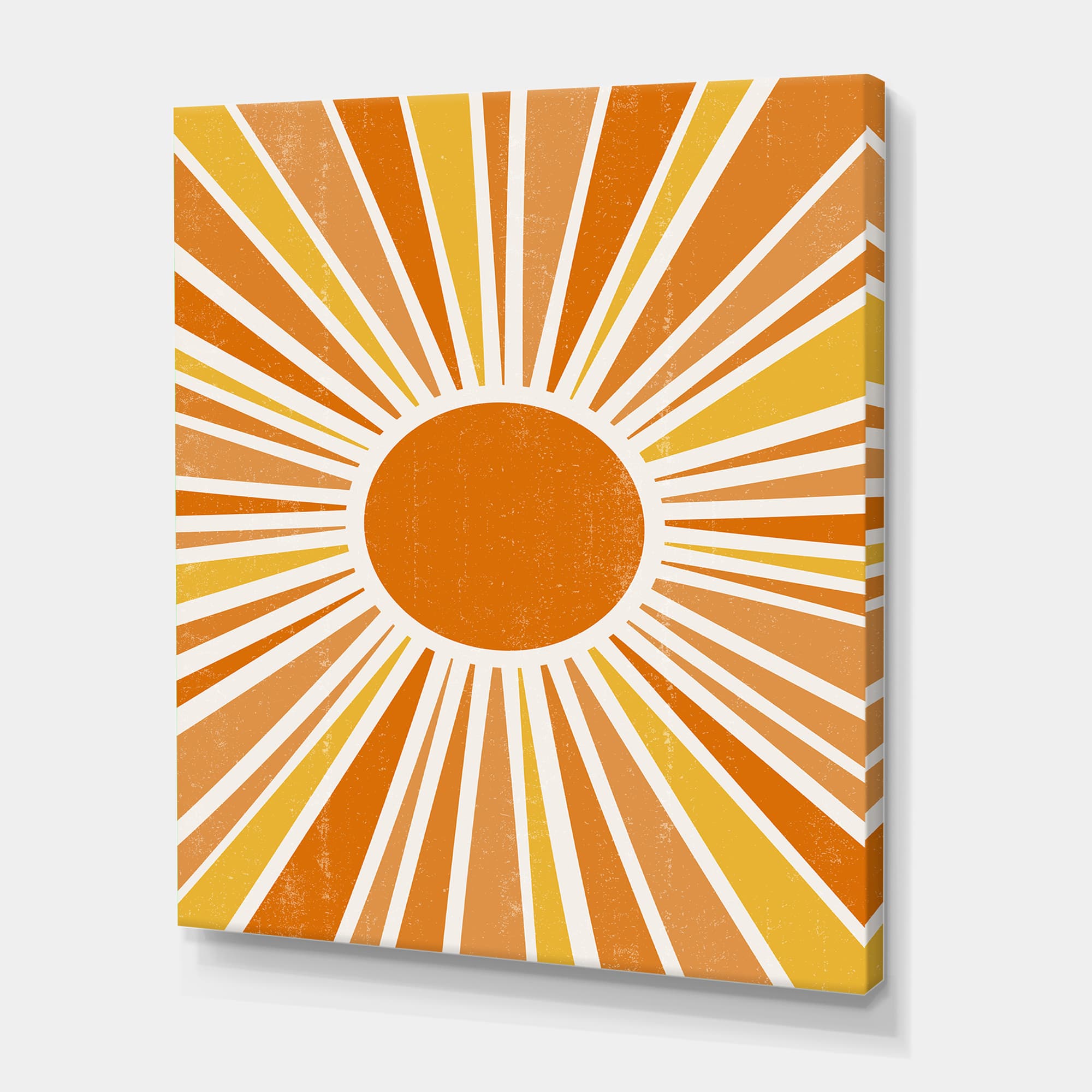 Designart - Minimalist Bright Shining Orange Sun Rays I - Modern Canvas Wall Art Print
