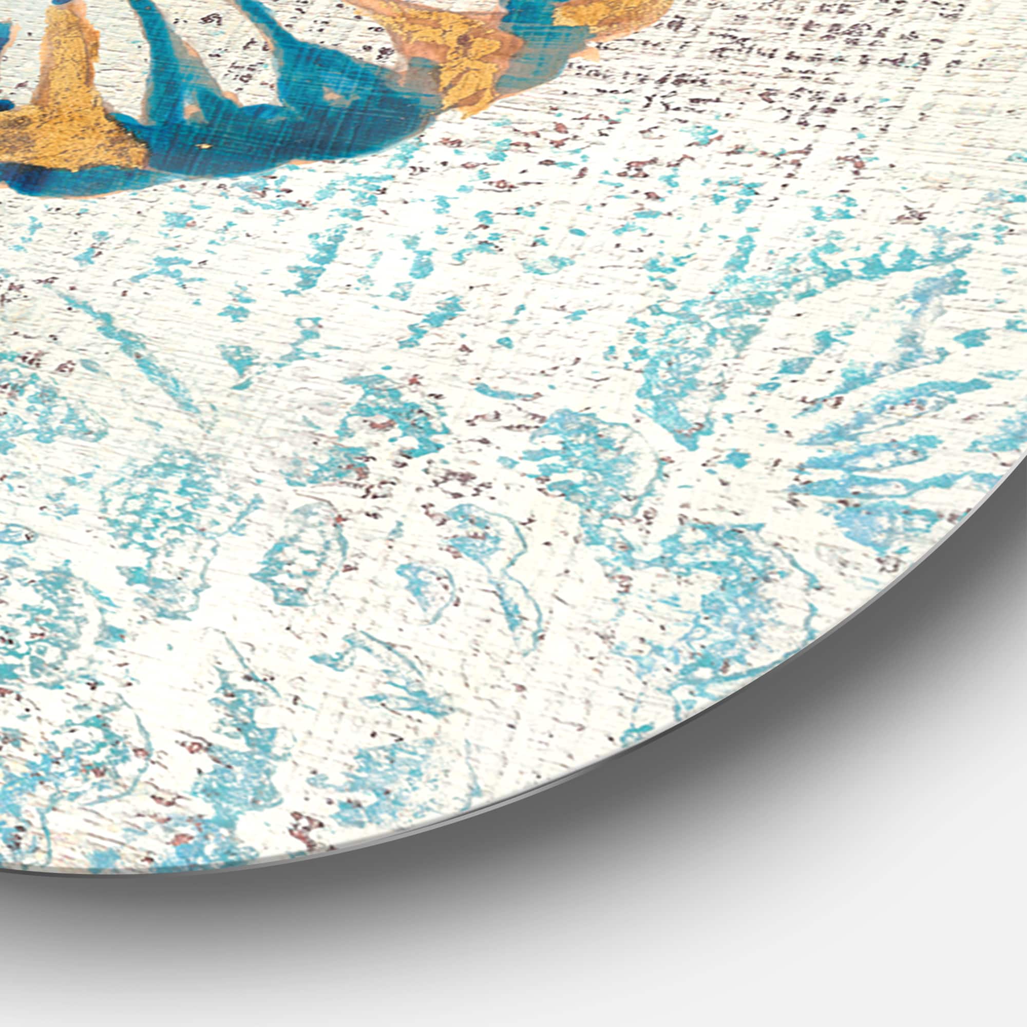 Designart - Spiral Shell Hand Painted - Nautical & Coastal Metal Circle Wall Art