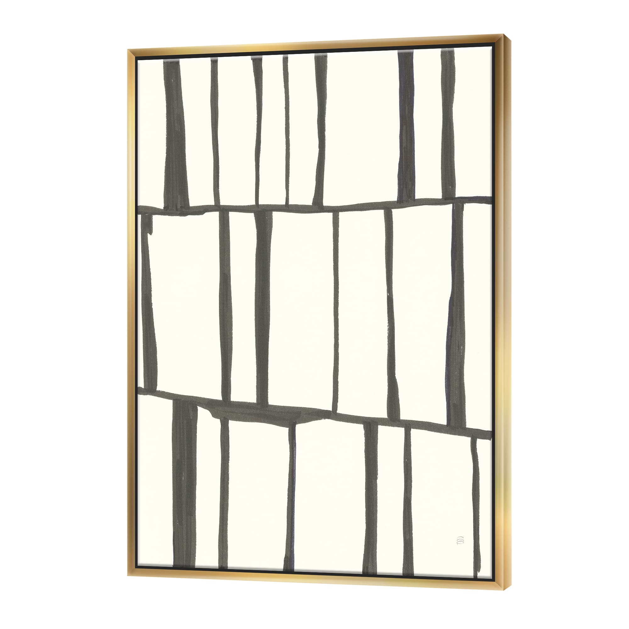 Designart - minimalist black and white I - Transitional Canvas in Gold Frame