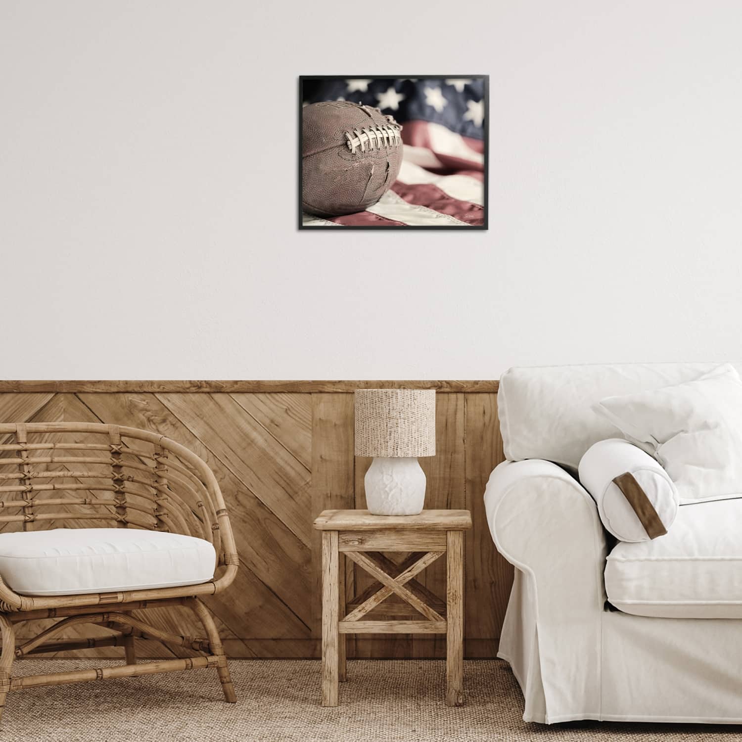 Stupell Industries Football & American Flag Framed Giclee Art