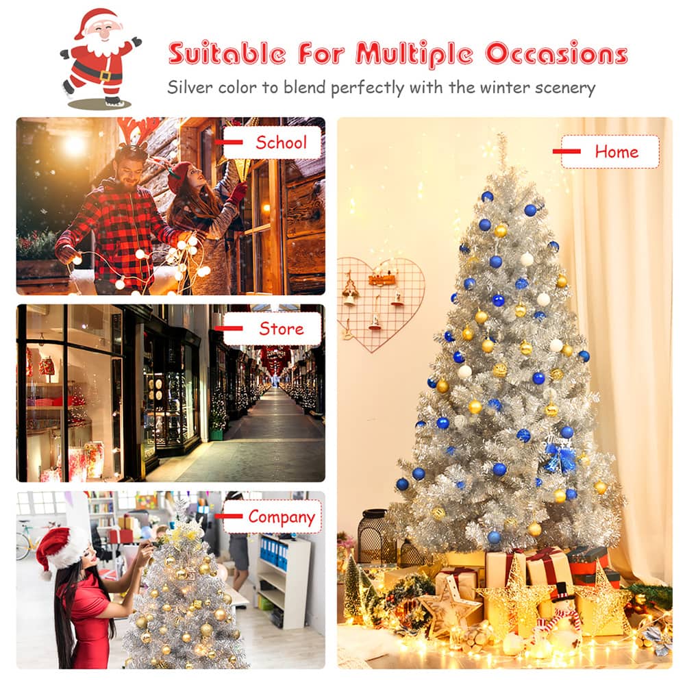 7.5ft. Unlit Silver Tinsel Artificial Christmas Tree