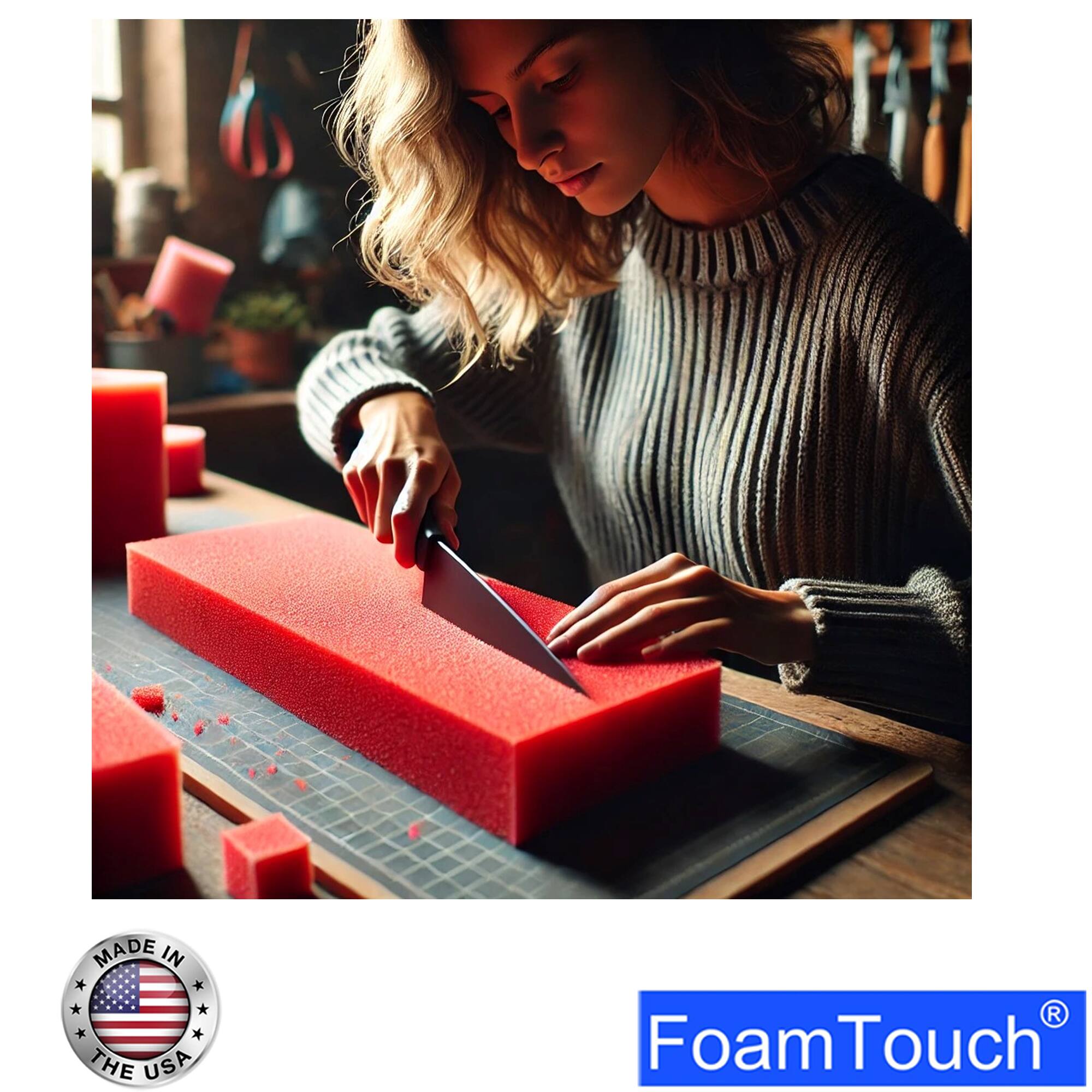 FoamTouch® 2" x 22" x 22" High Density Upholstery Foam