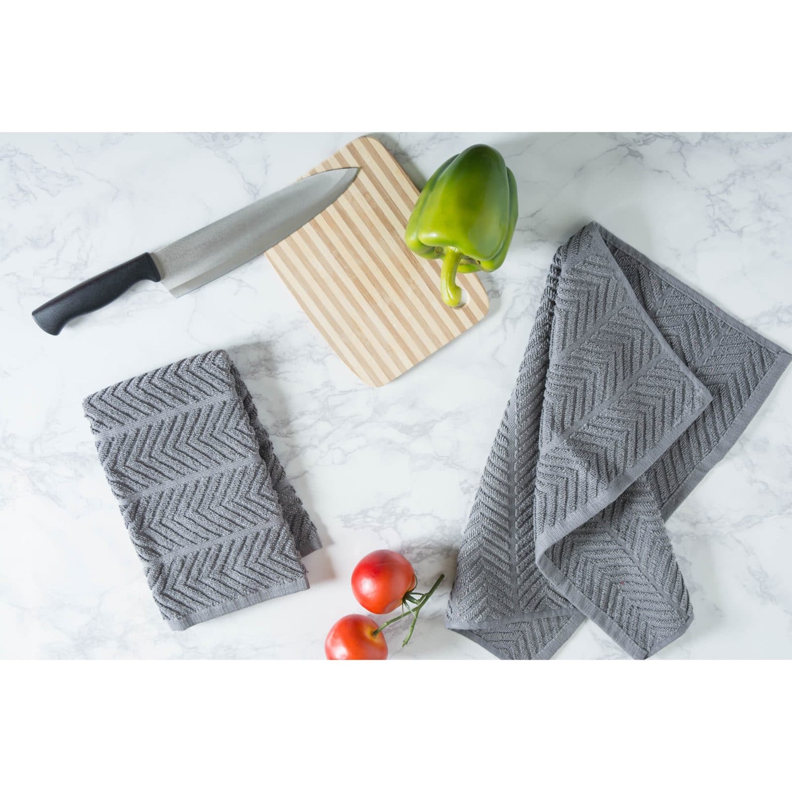 DII® Gray & White Basic Chef Terry Dishtowel Set