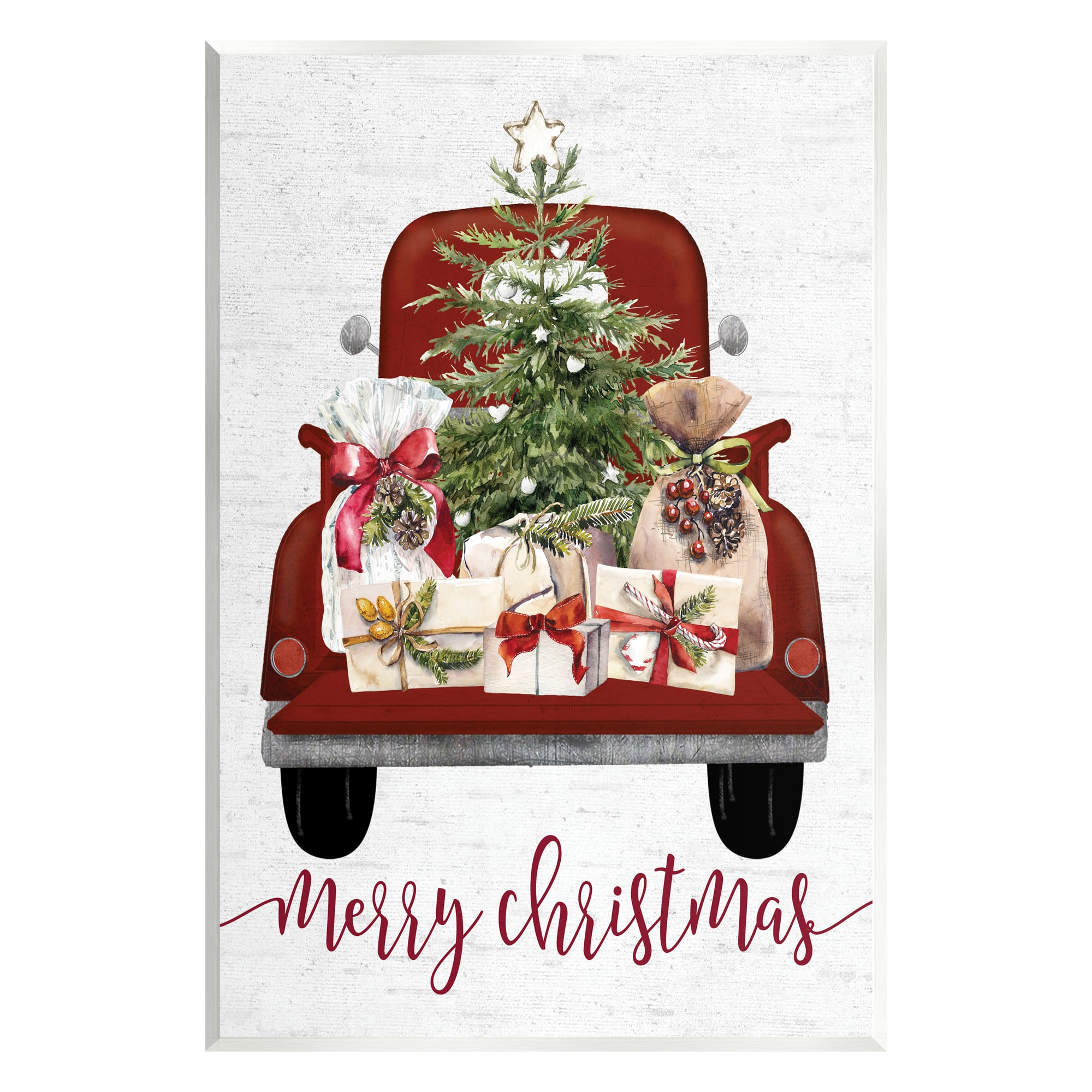 Stupell Industries Merry Christmas Holiday Presents Wall Plaque Art