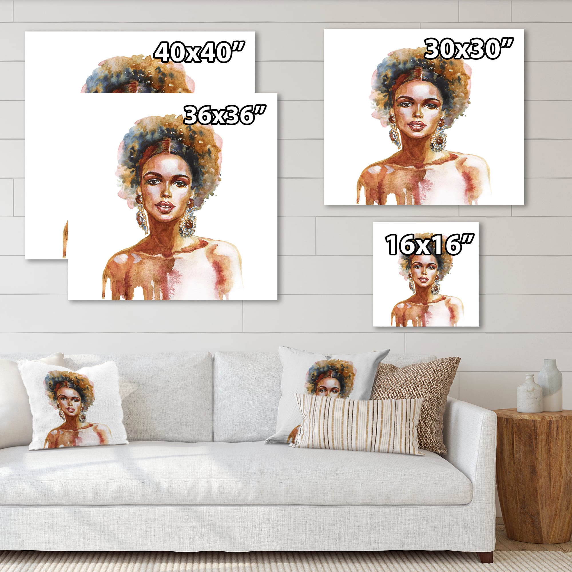 Designart - Portrait of African American Woman V - Modern Canvas Wall Art Print