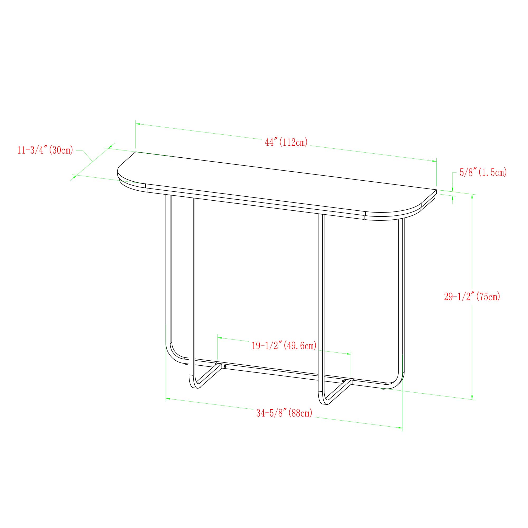 Walker Edison White Reclaimed Barnwood Modern Curved Entry Table