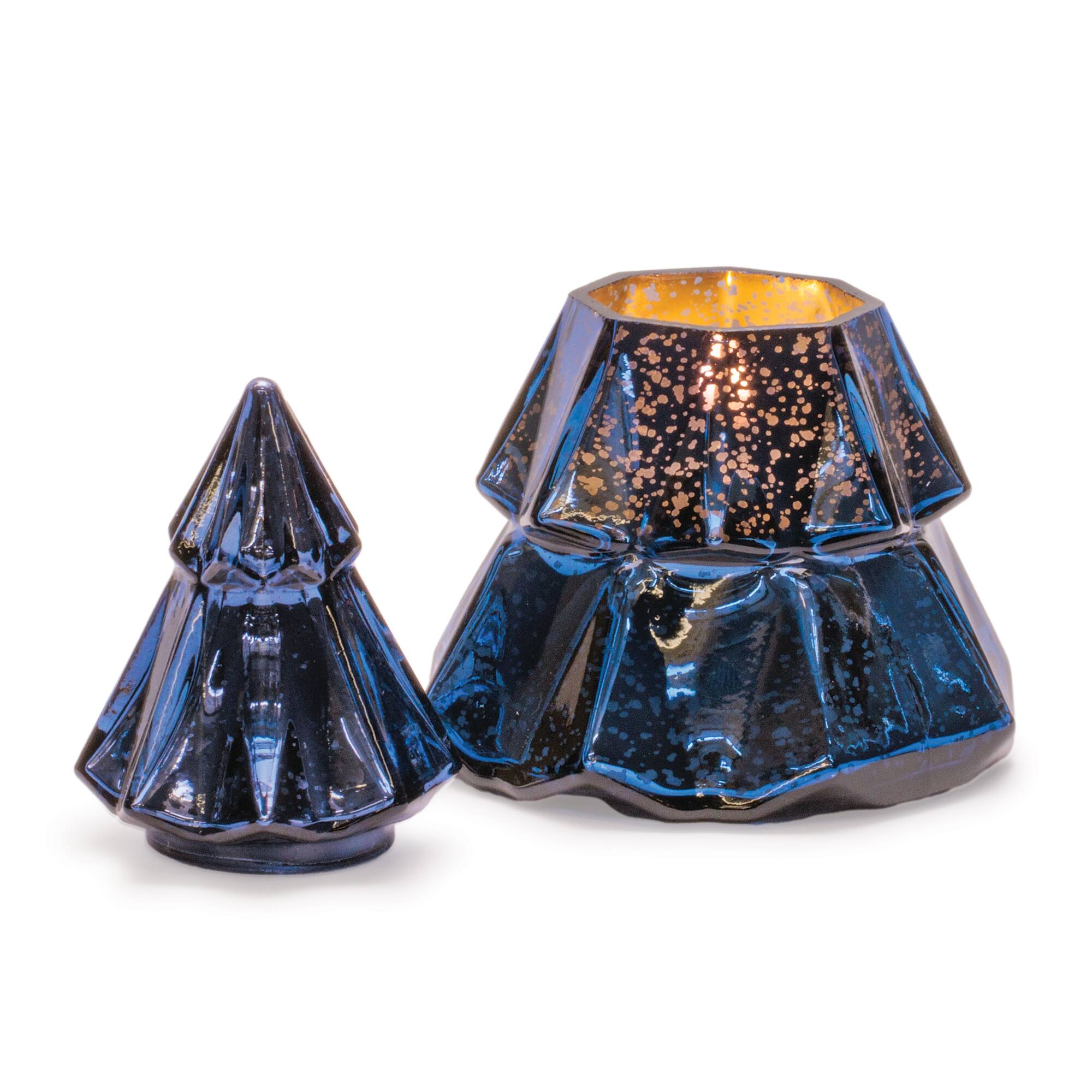 Melrose Blue LED Glass Tree Candle