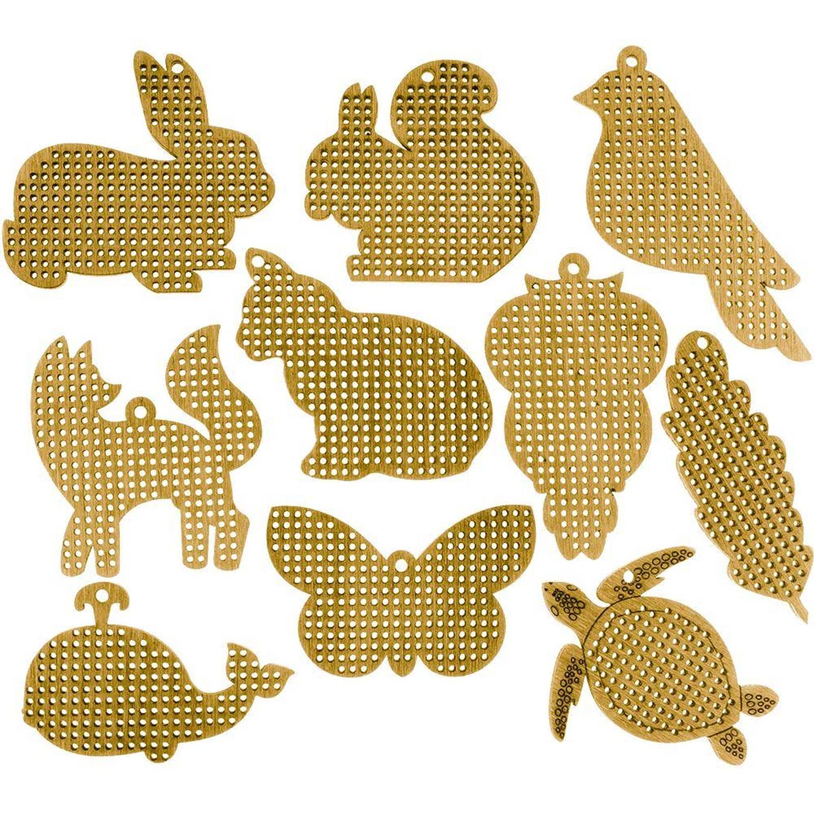 Wonderland Crafts 20 Piece Woodland Creatures Wooden Embroidery Blanks