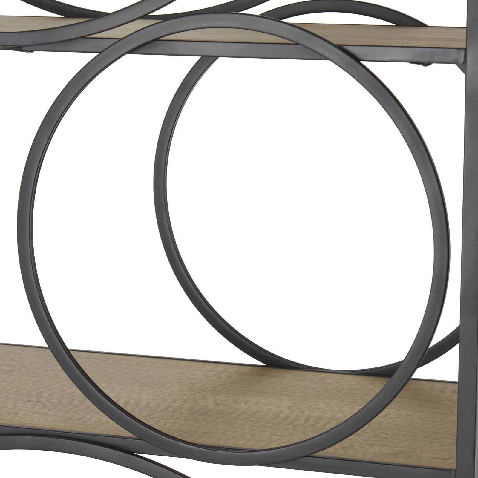 32" x 71" Black Metal Circle Storage Shelving Unit with Black Metal Frame