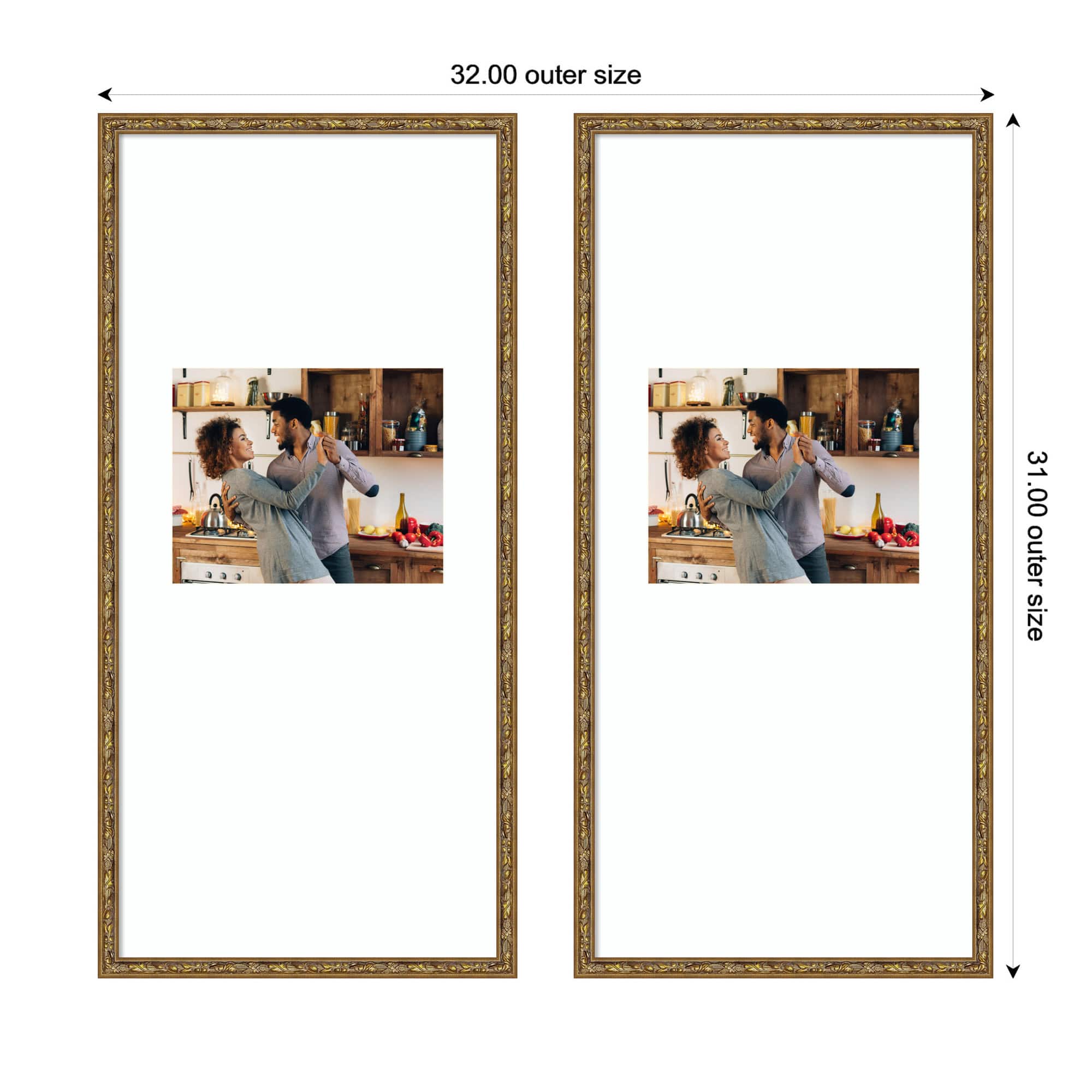 Kate and Laurel Belmont Gallery 14" x 30" Brown Picture Wood Frames 10" x 8" with Mat, 2ct.