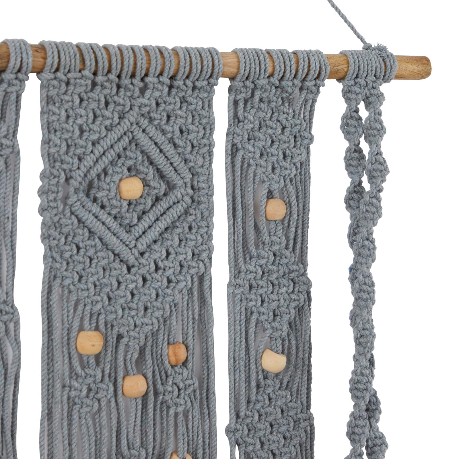 Gray Cotton Handmade Macrame 1 Shelf Wall Shelf 25" x 6" x 46"