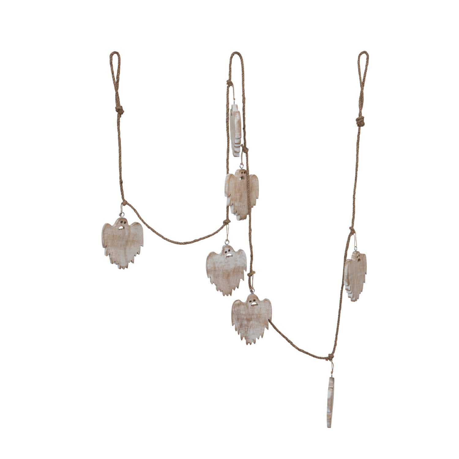Hello Honey® 6ft. White Wooden Ghost Garland