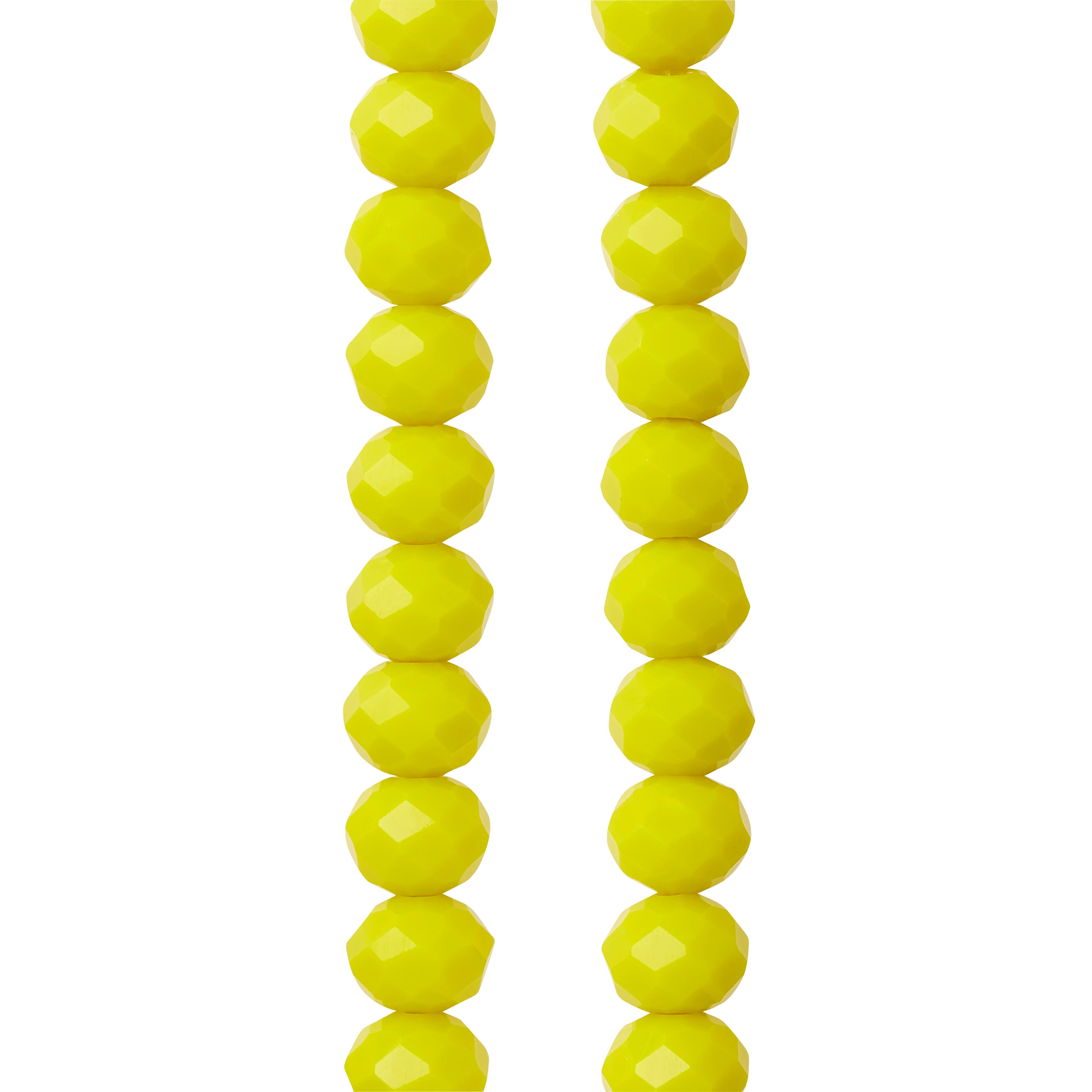 12 Pack: Yellow Glass Faceted Rondelle Beads, 7mm by Bead Landing™
