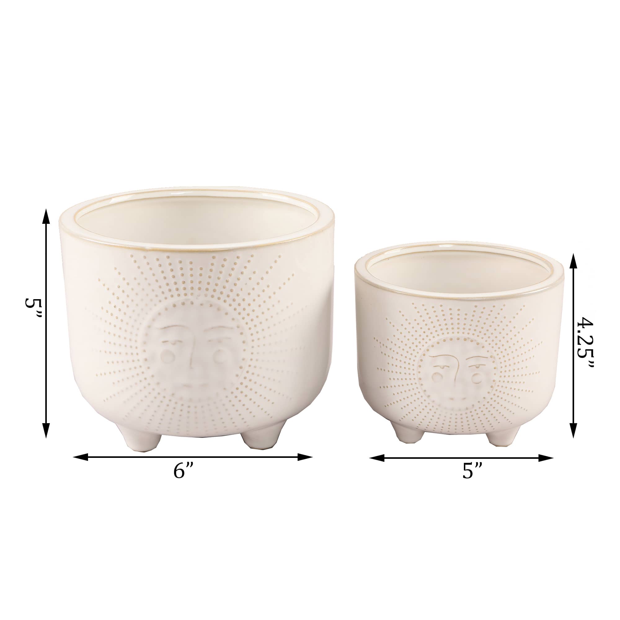 Flora Bunda® Ivory Sunny Ceramic Footed Planter Set