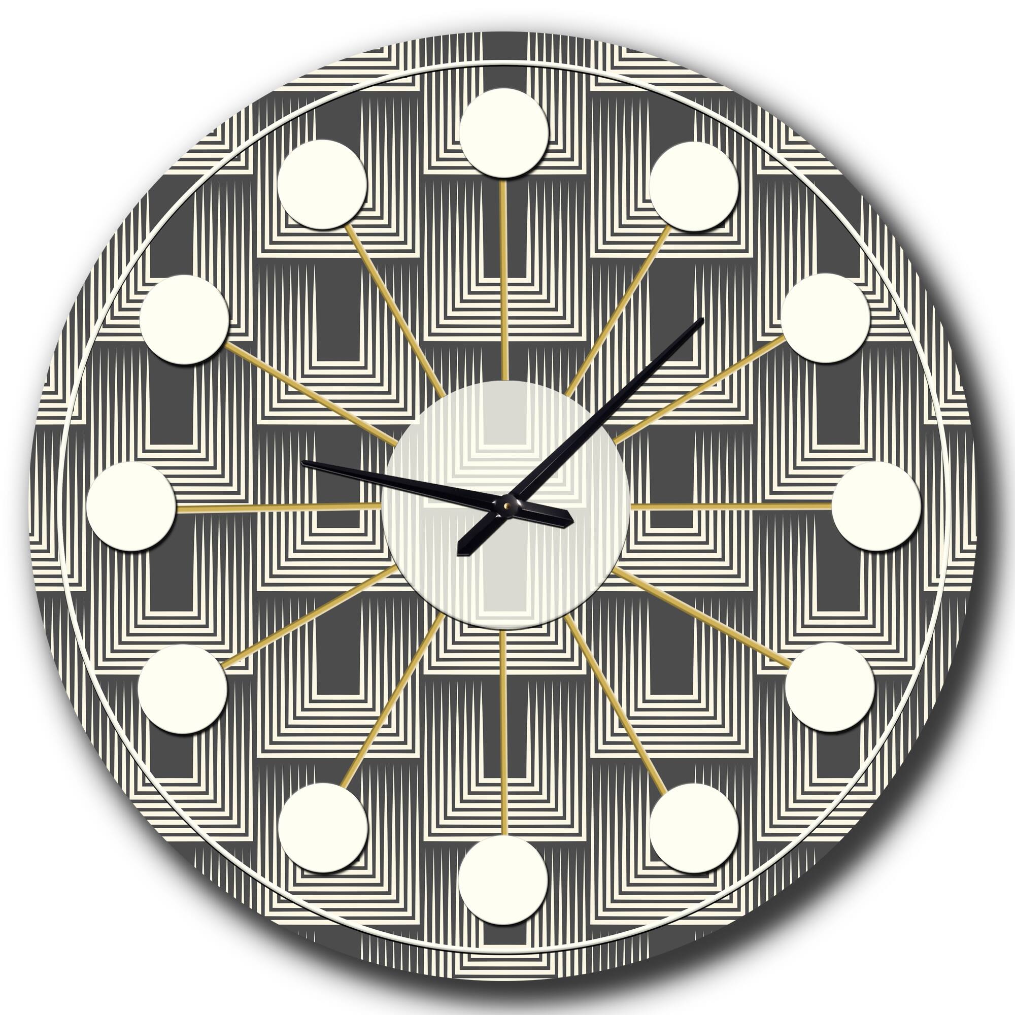Designart 'Mimimal Black And White Design I Mid-Century Modern Wall Clock