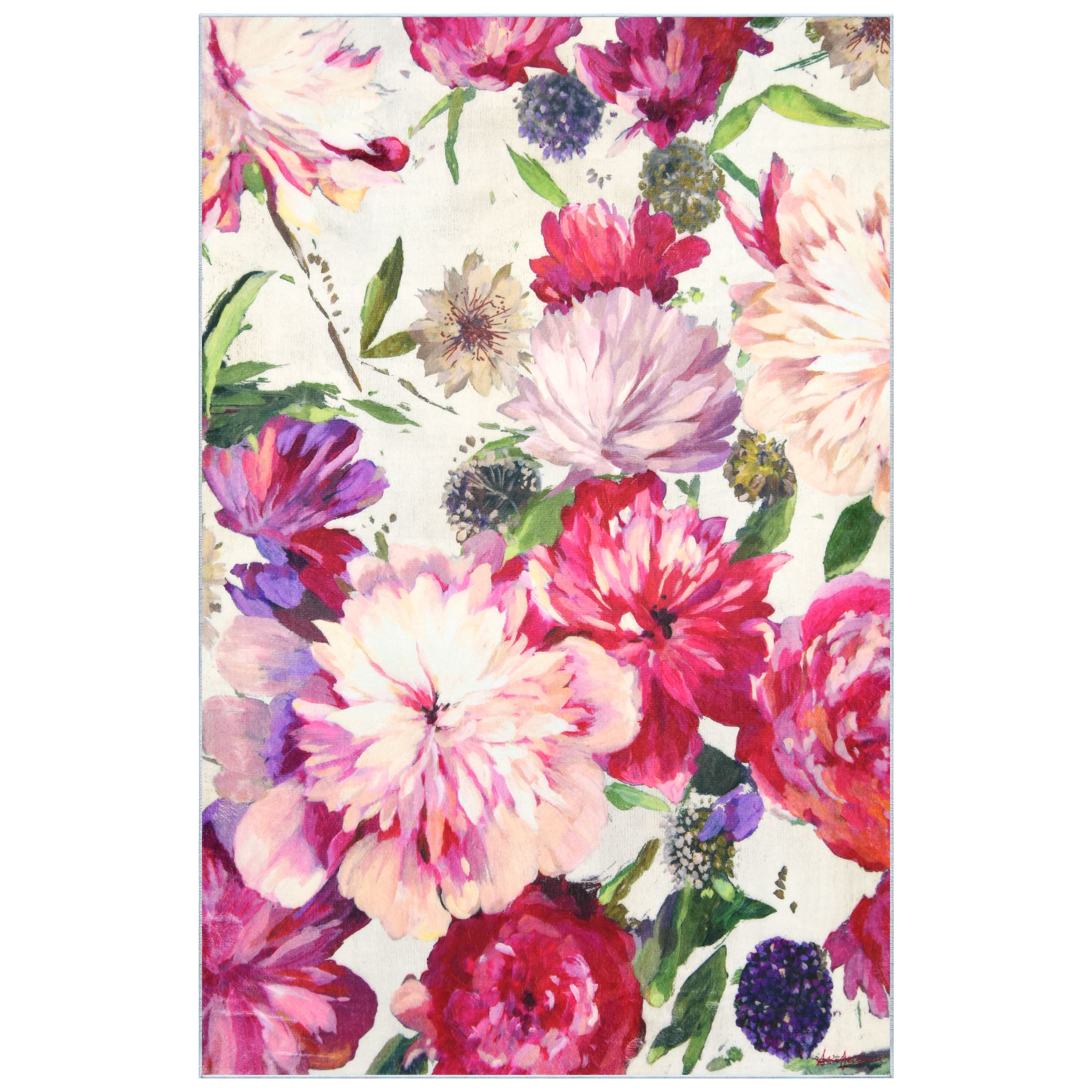 Empire Art Direct 5ft. x 7.5ft. Amoroso B Washable Flowers Area Rug