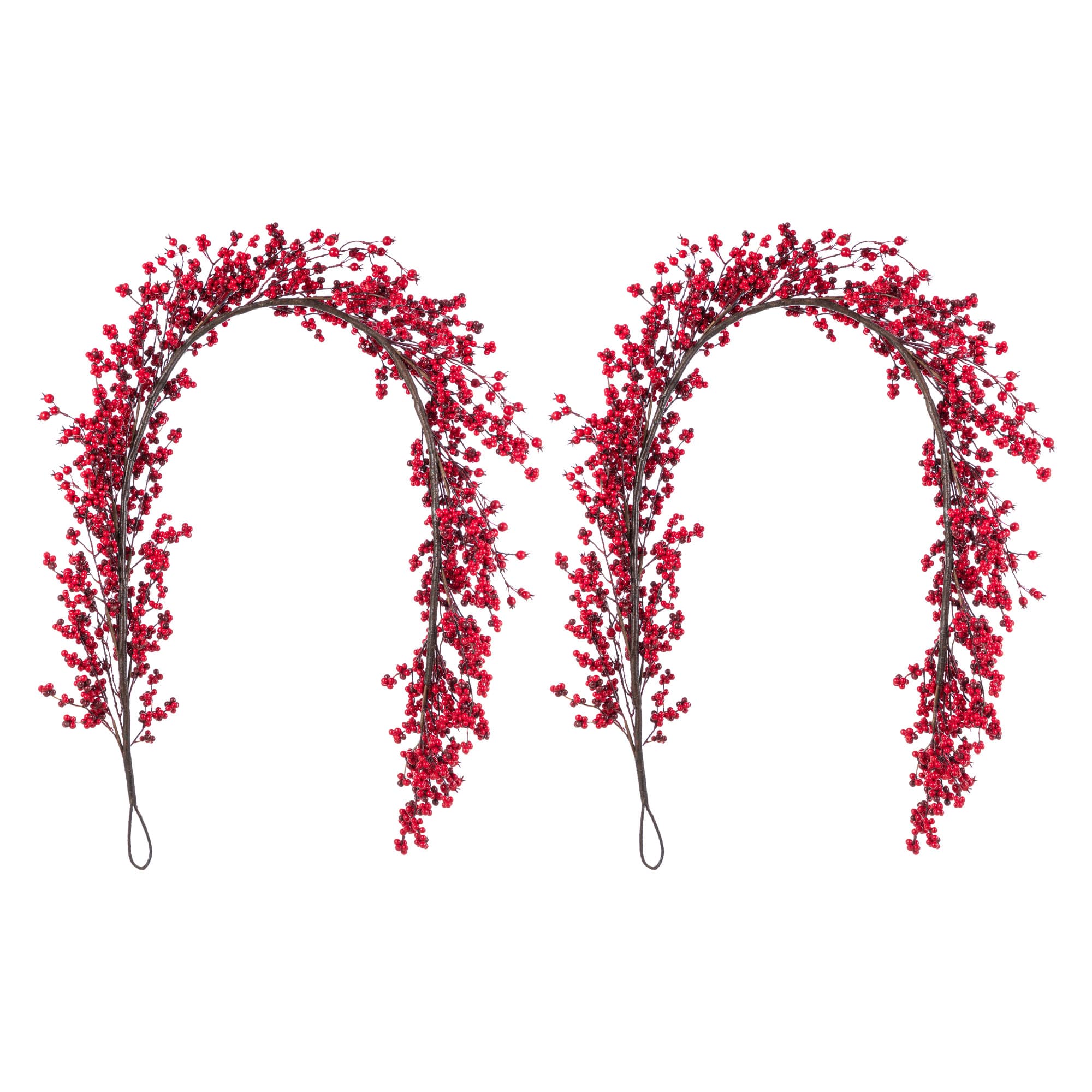 Glitzhome® 6ft. Christmas Red Berries Garland, Set of 2