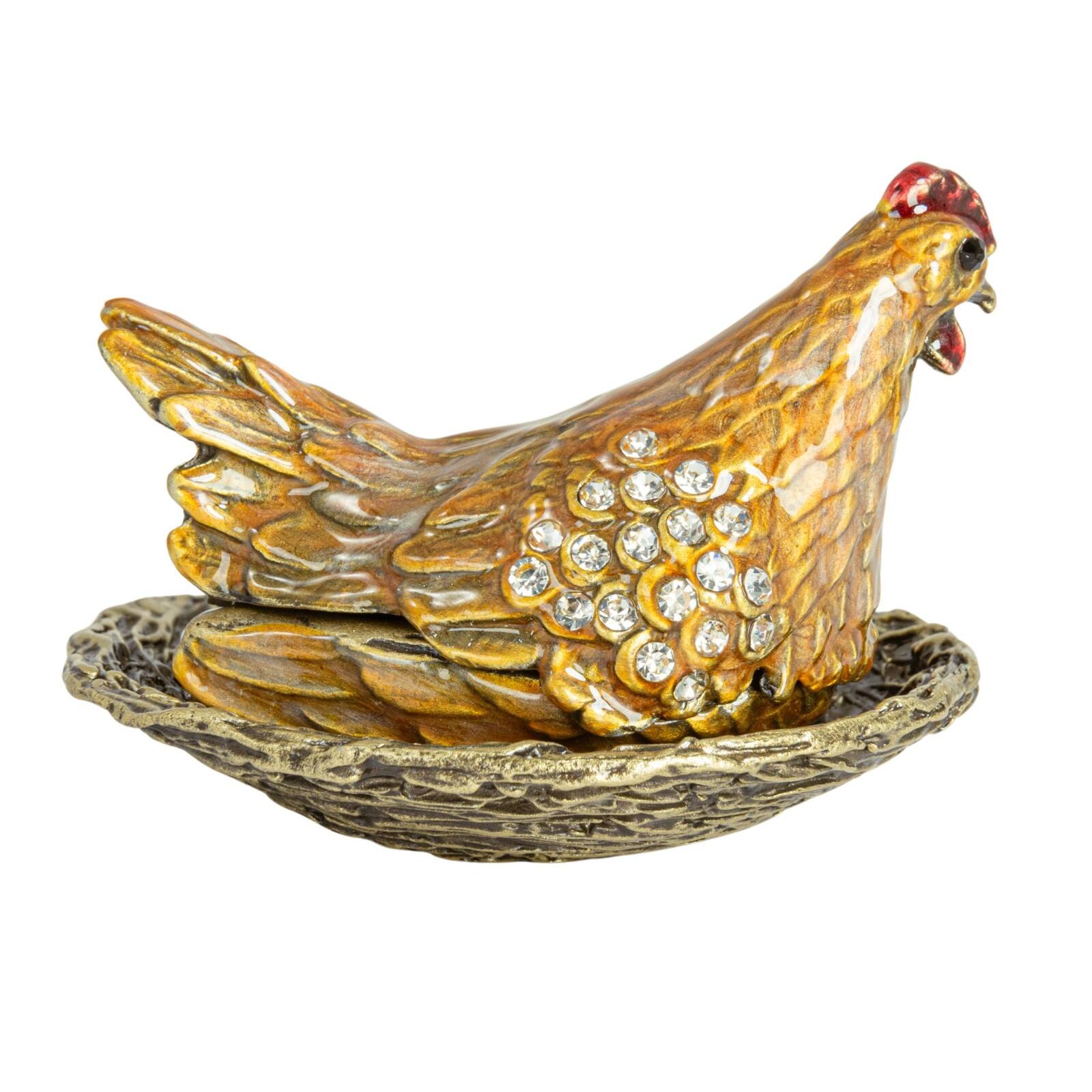 Hello Honey® 2.75" Multicolor Jeweled Hen Trinket Box