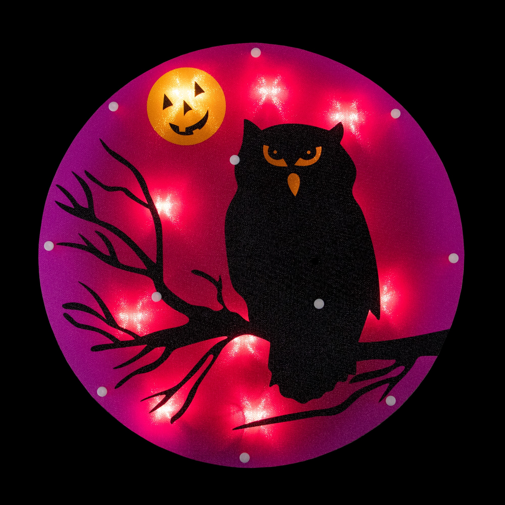 Lighted Owl Halloween Window Silhouette
