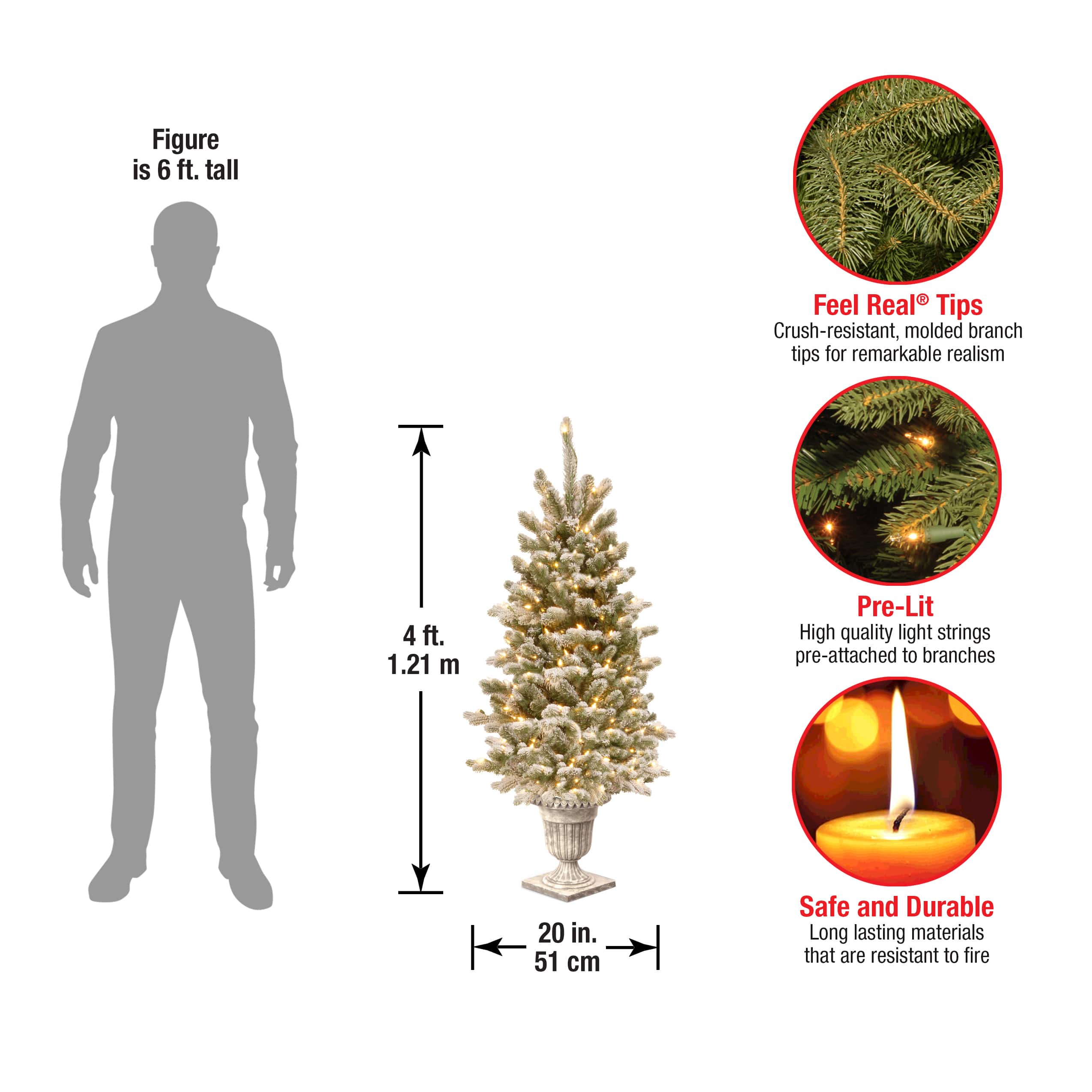 4ft. Pre-Lit Snowy Sheffield Spruce Entrance Artificial Christmas Tree, Twinkly™ LED Lights