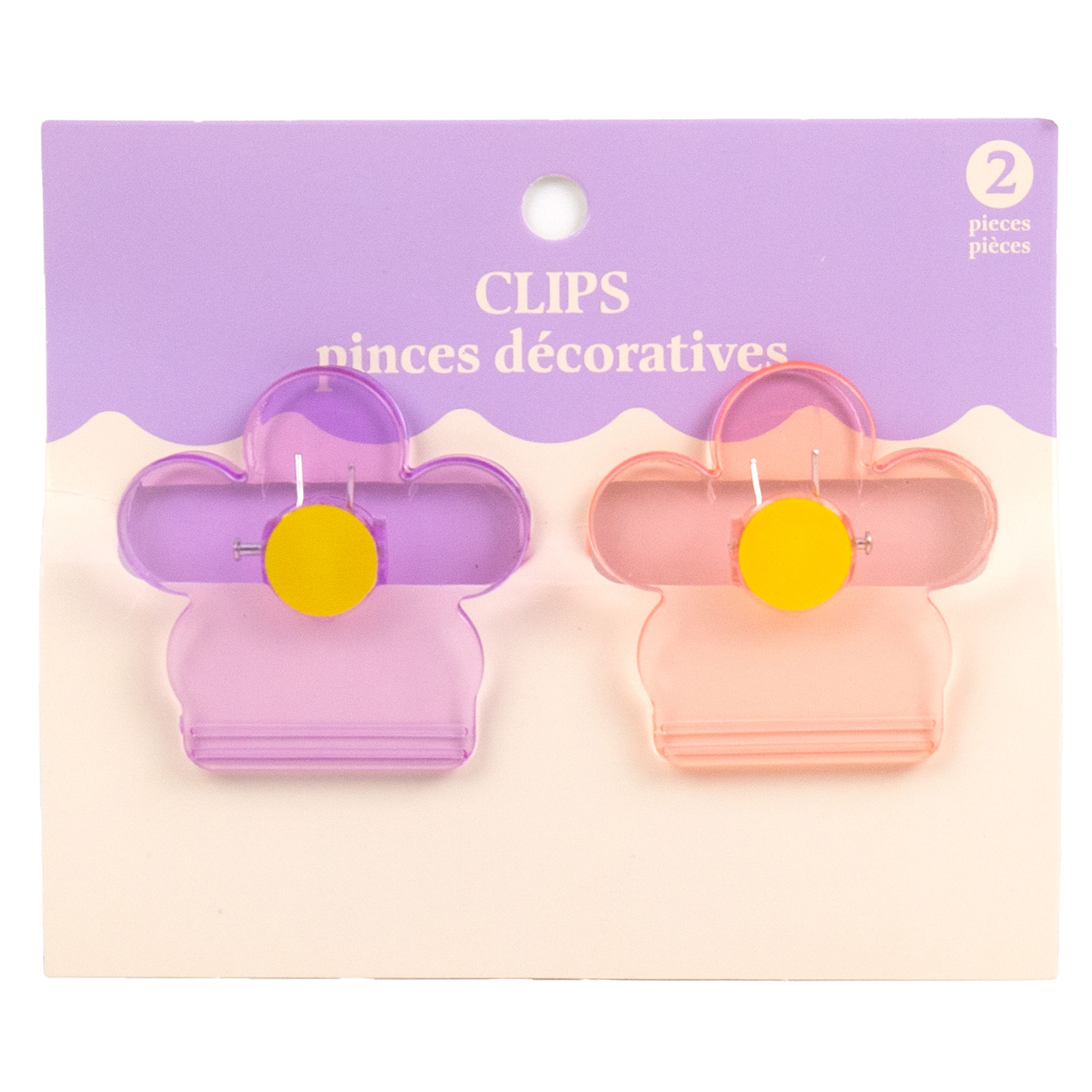 2" Purple & Pink Daisy Clip Set
