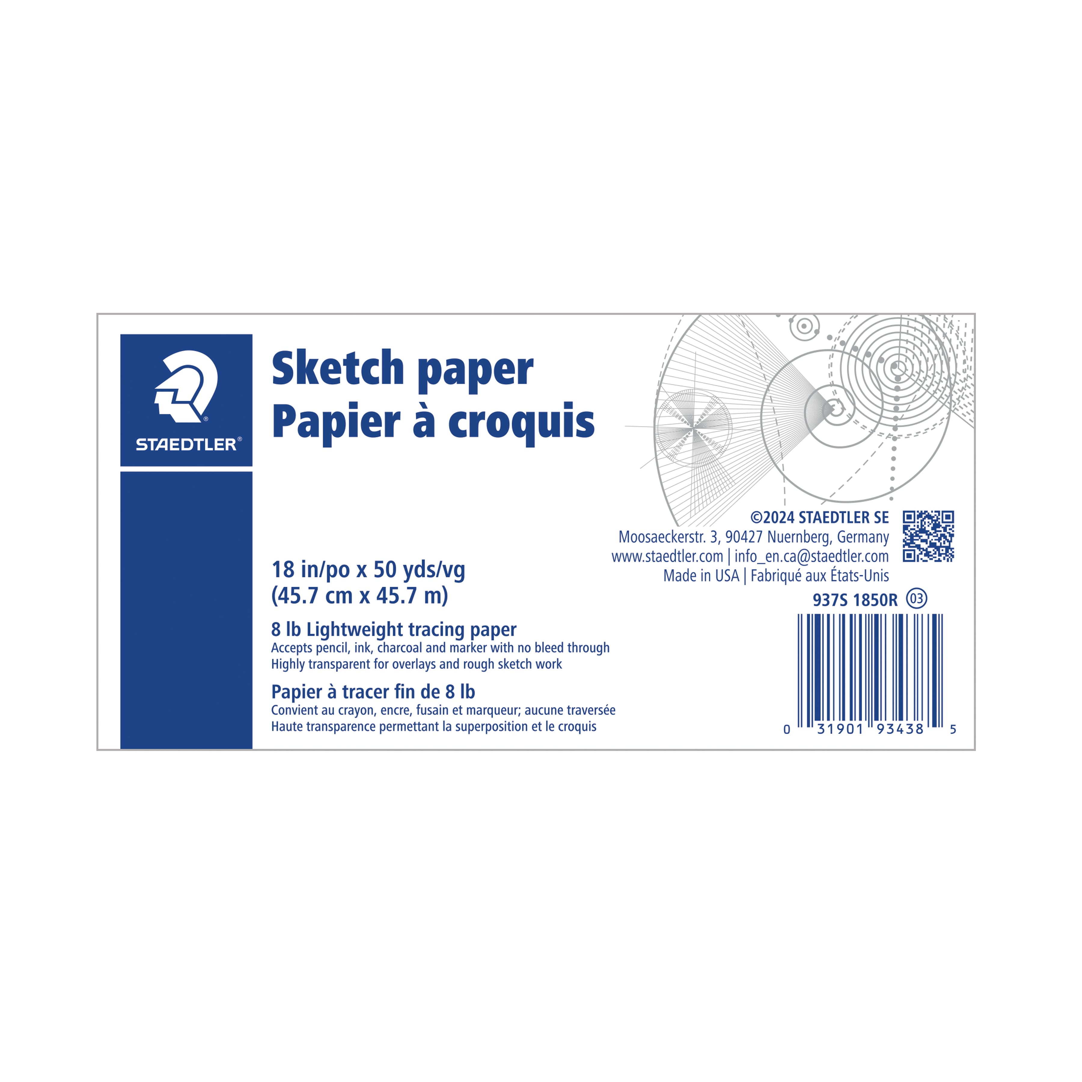 Staedtler® 18" x 50yd. White Sketch Paper