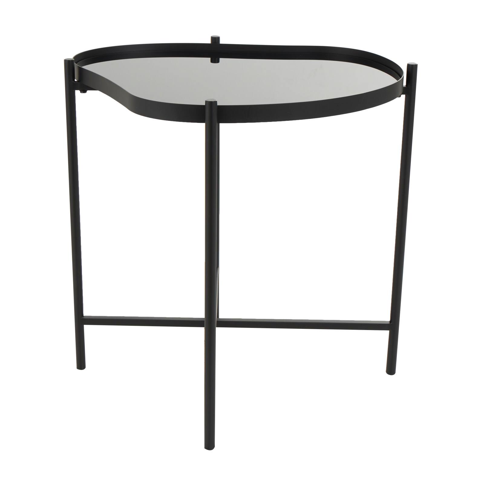 Black Metal Abstract Wavy Accent Table with X-Shaped Base