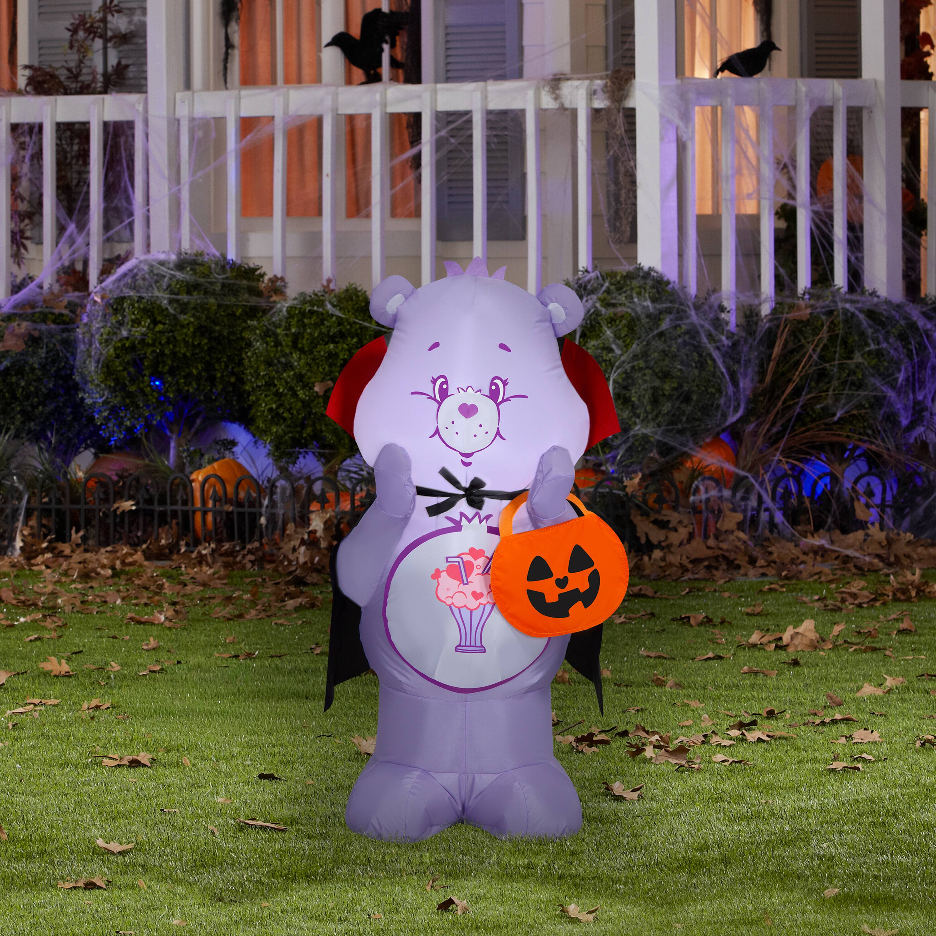 3.25ft. Airblown® Inflatable Share Bear as Vampire with Jack-o’-Lantern Basket Lighted Décor