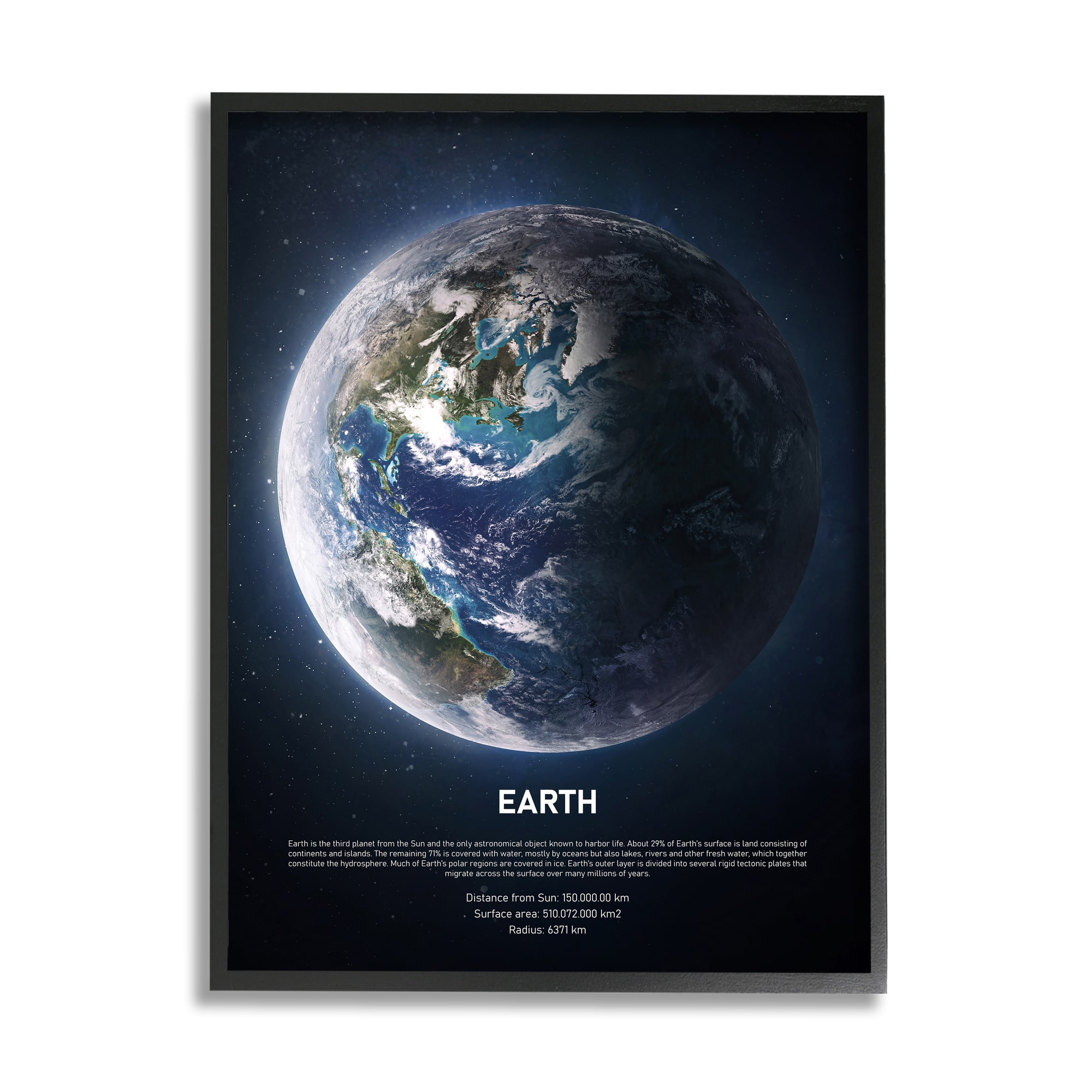 Stupell Industries Planet Earth Infographic Milk Way Outer Space Facts in Black Frame Wall Art in Blue | 24" x 30" | Michaels&reg;