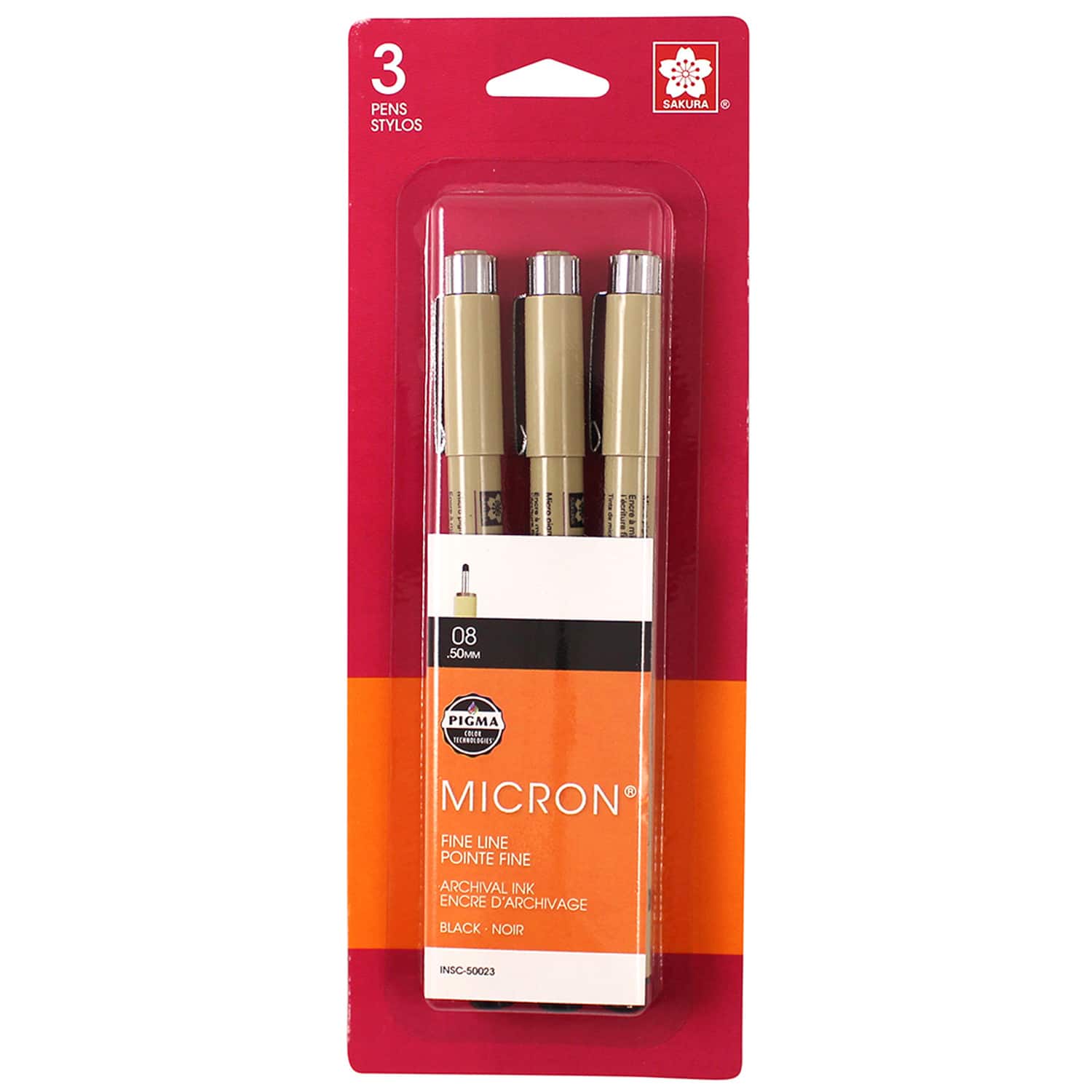 Pigma® Micron® 0.5mm Black Fine Line Pens, 3ct.