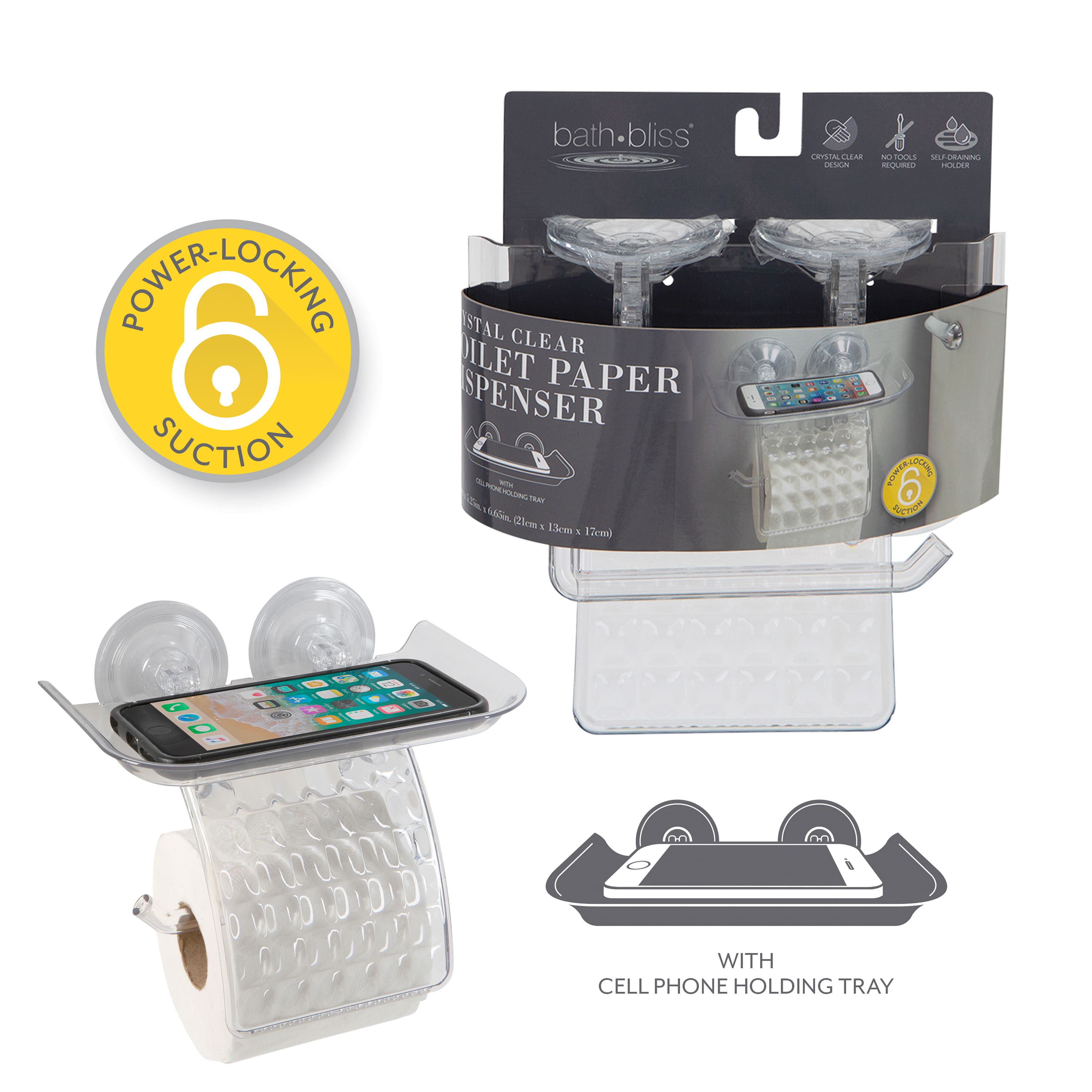 Bath Bliss Toilet Paper Dispenser with Cell Phone Holder Shelf