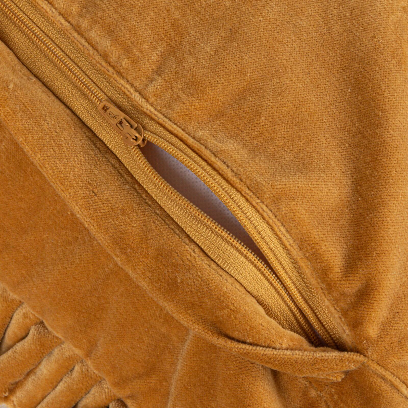 Hello Honey® 20" Mustard Yellow Velvet Ruffled Square Accent Pillow