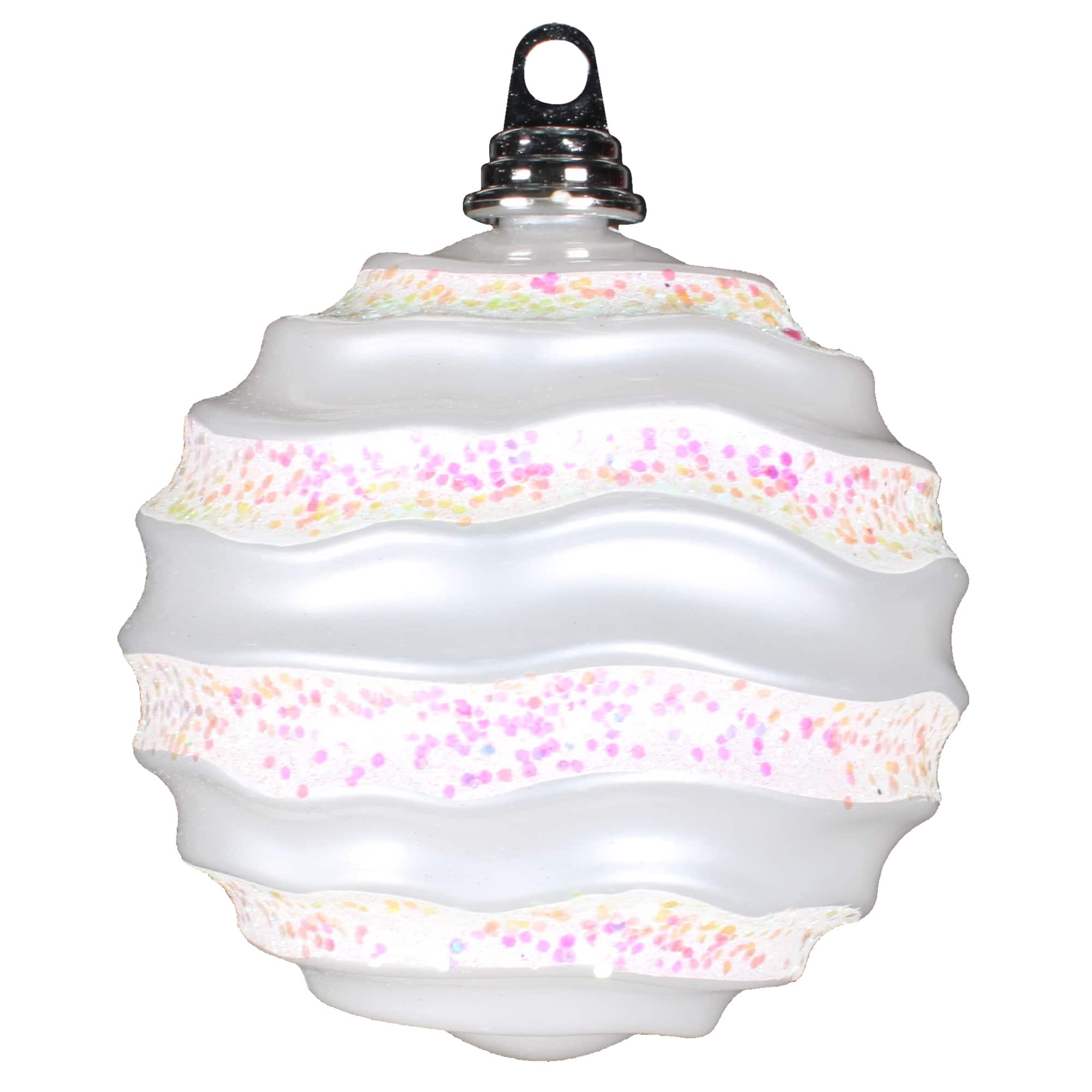 Vickerman 6" Striped Candy Wave Ball Christmas Ornament