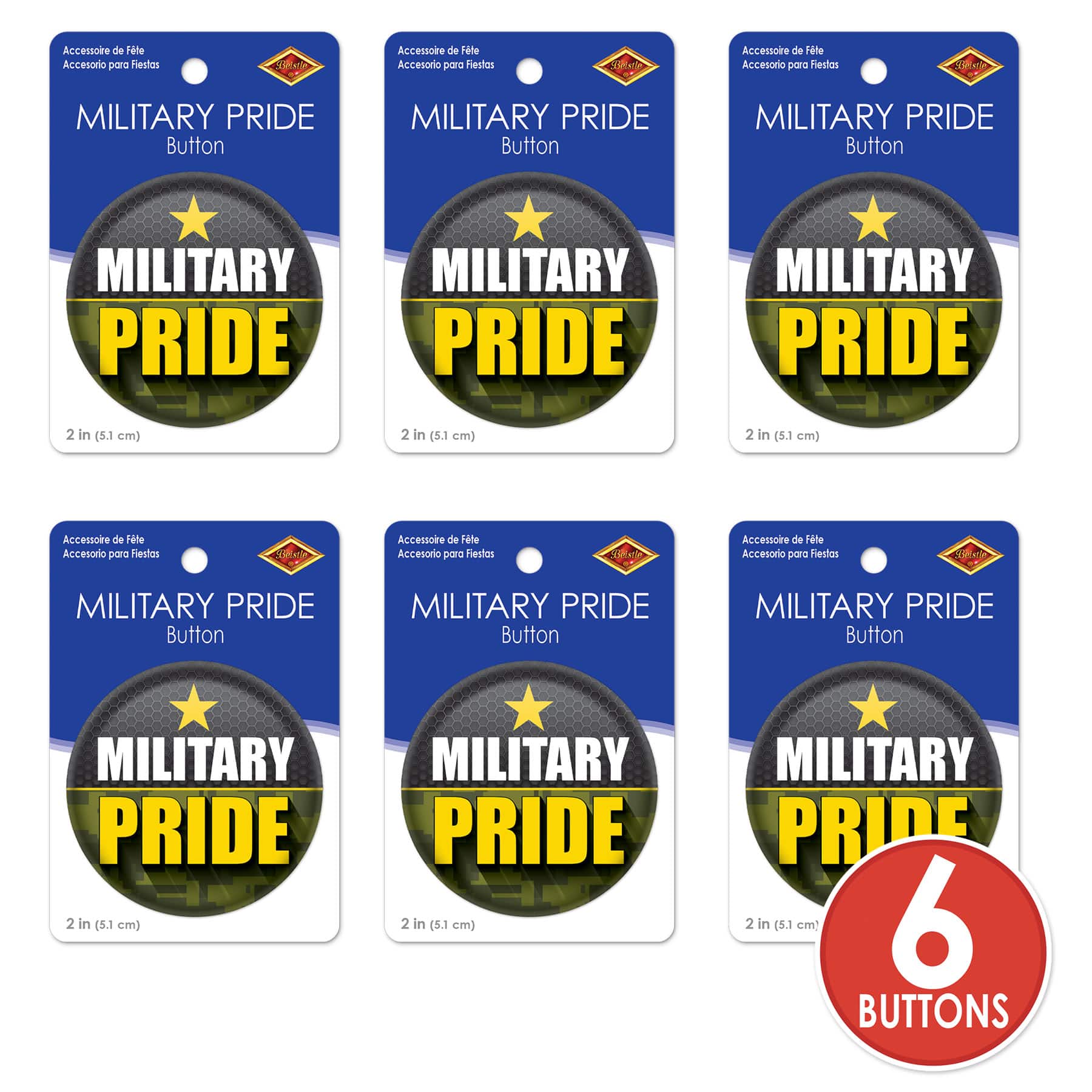Beistle 2" Camouflage Military Pride Buttons, 6ct.