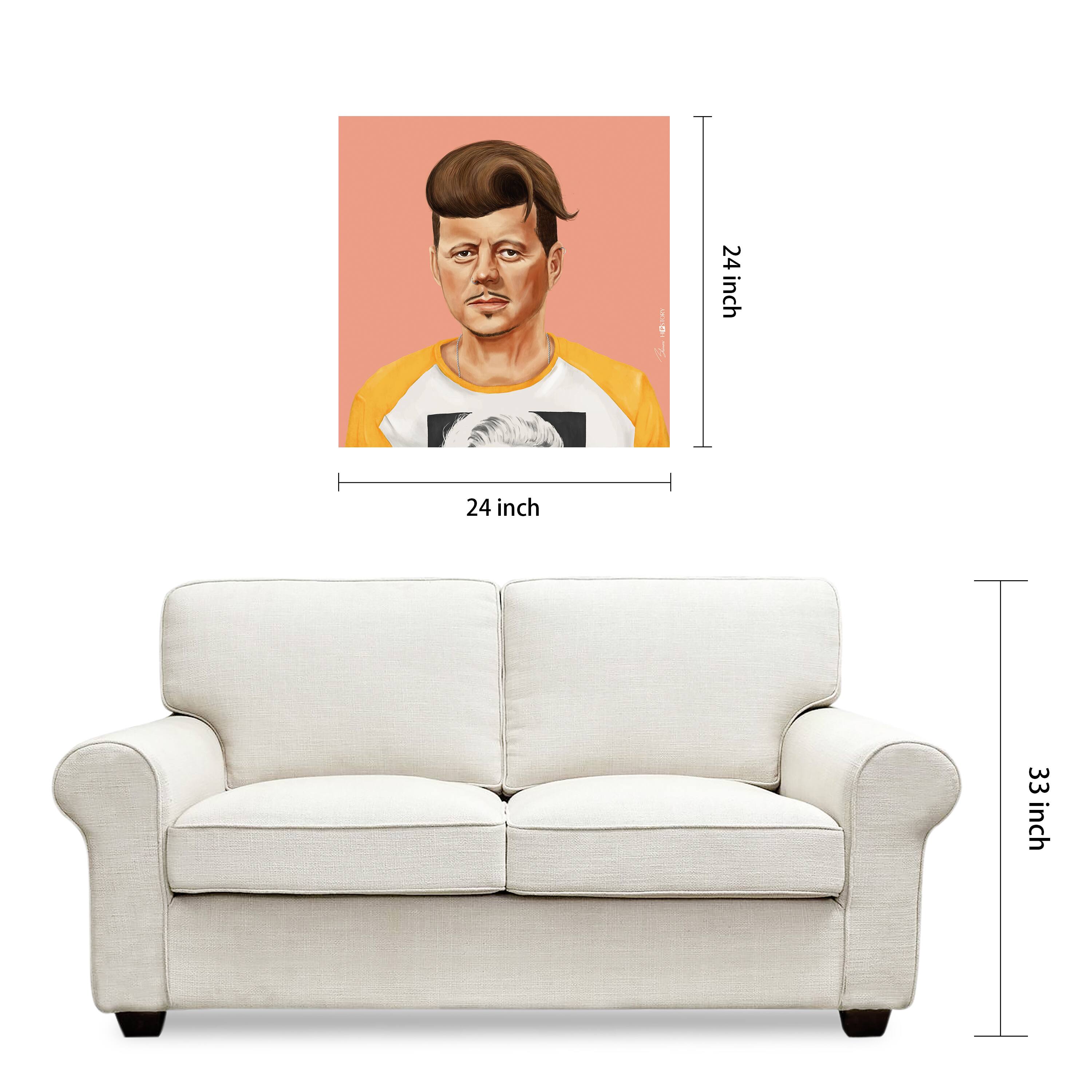 Empire Art Direct Hipstory™ 24" x 24" Hip John Kennedy Frameless Free Floating Printed Tempered Glass Wall Art