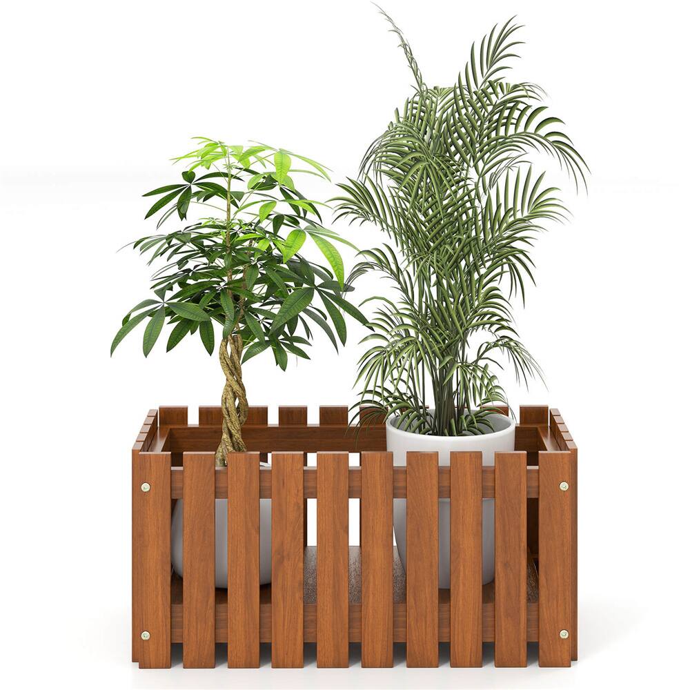 Costway 25" x 12" Solid Wood Slat Style Outdoor Flower Planter Box, 2ct.