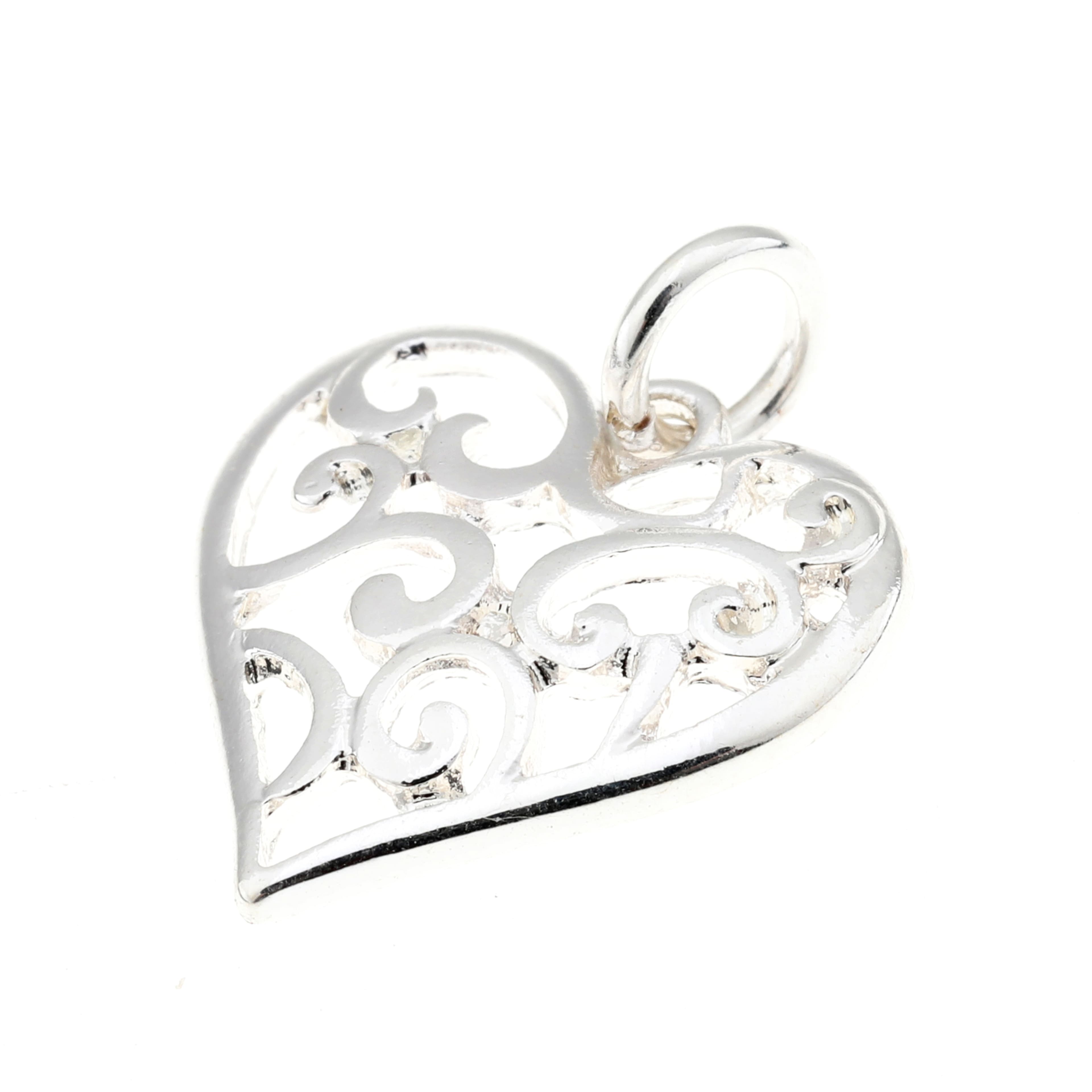 12 Pack: Silver Plated Heart Scroll Charm by Bead Landing™