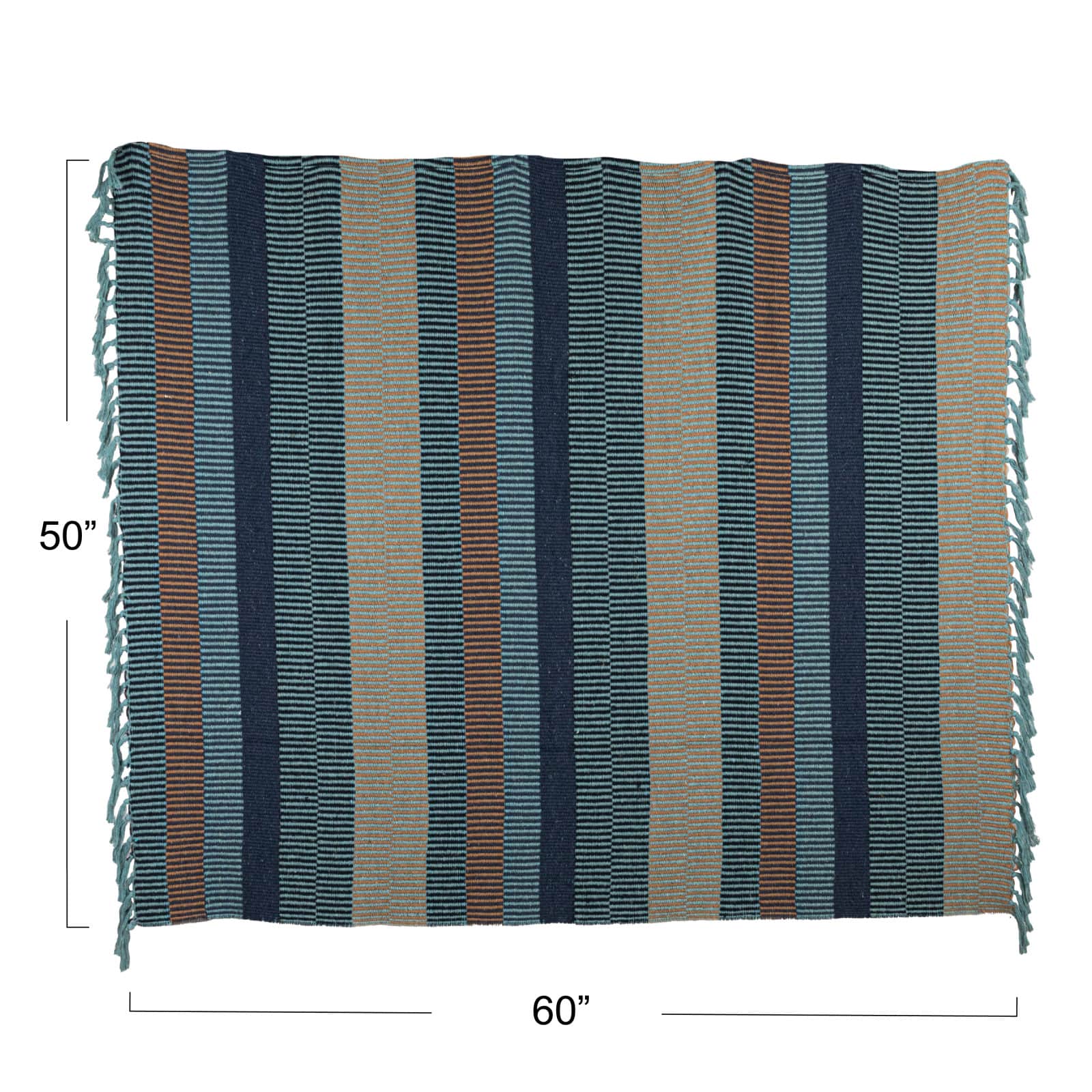 Hello Honey® Blue & Cream Striped Cotton Blend Throw with Fringe