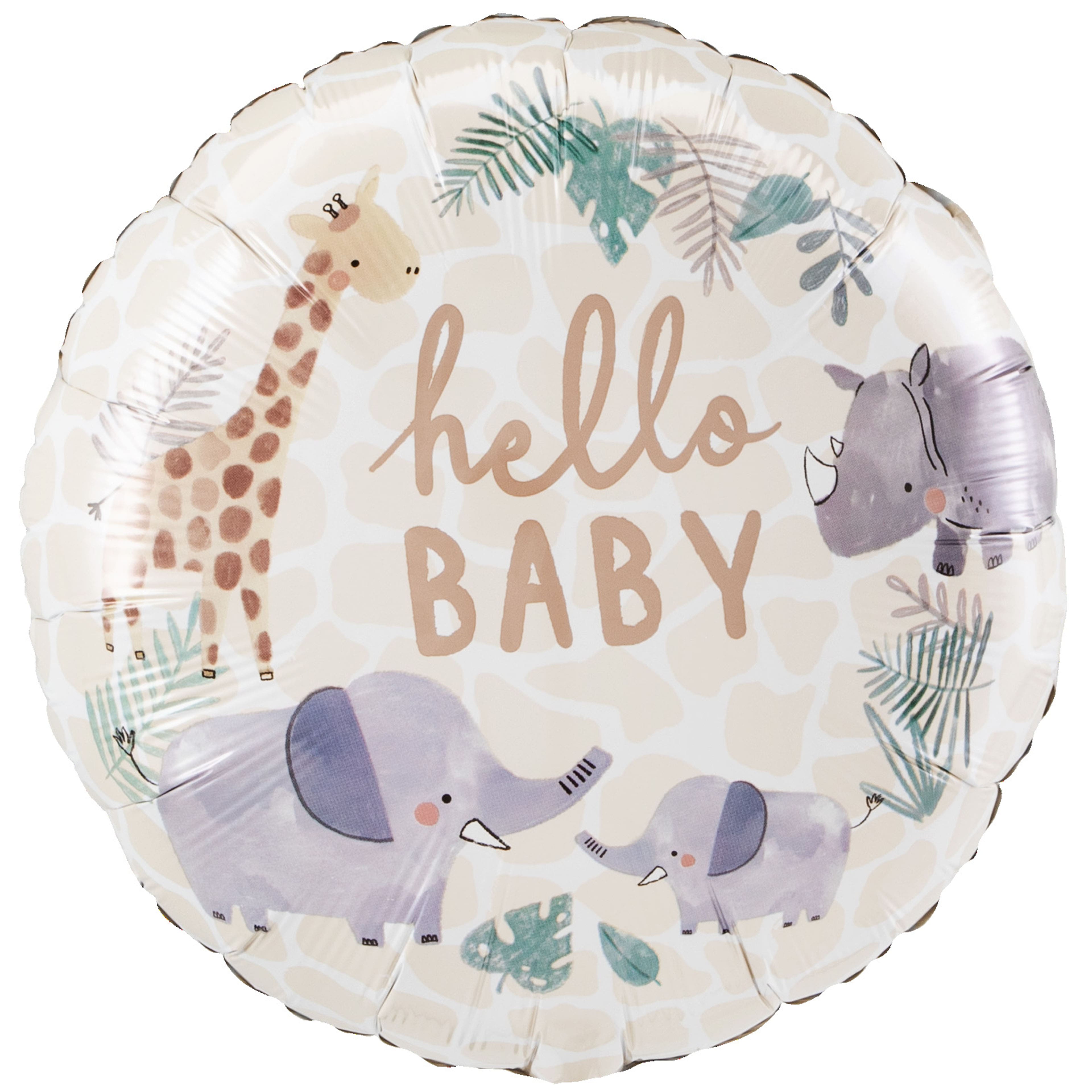 17" Soft Jungle Hello Baby Foil Balloon