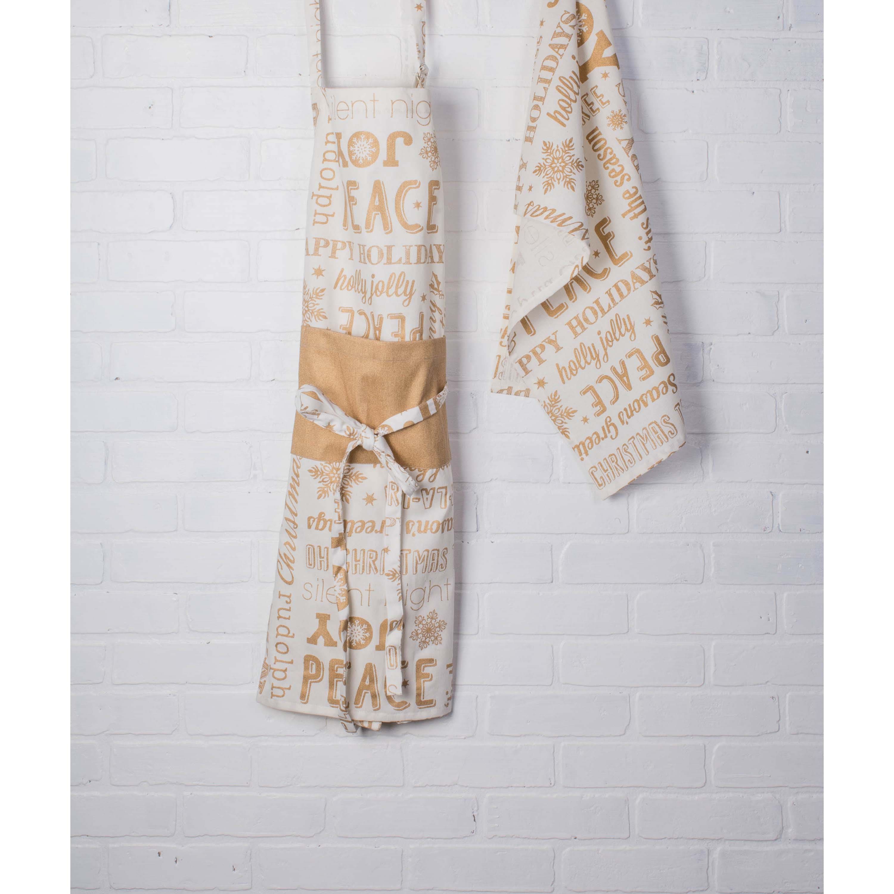 DII® Gold Christmas Collage Chef Apron